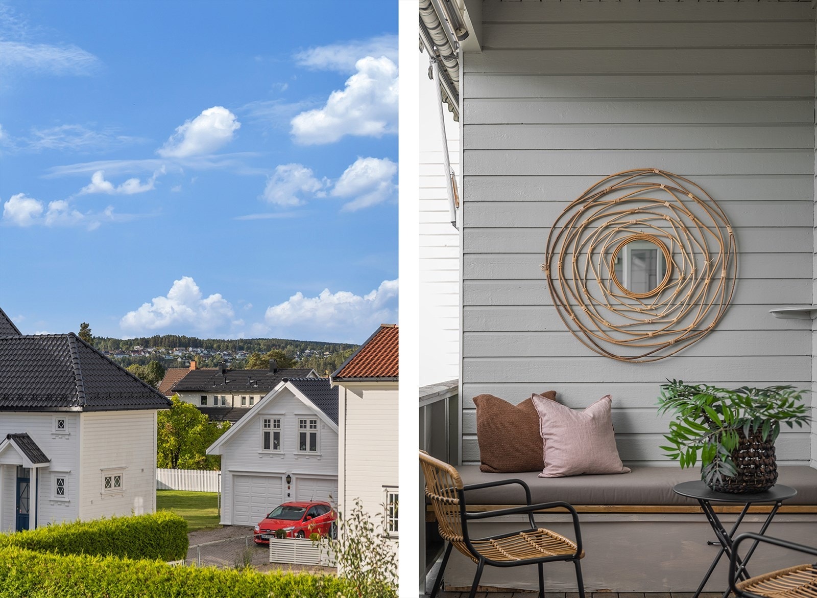 Overbygget veranda med god plass til to sittegrupper Galleribilde