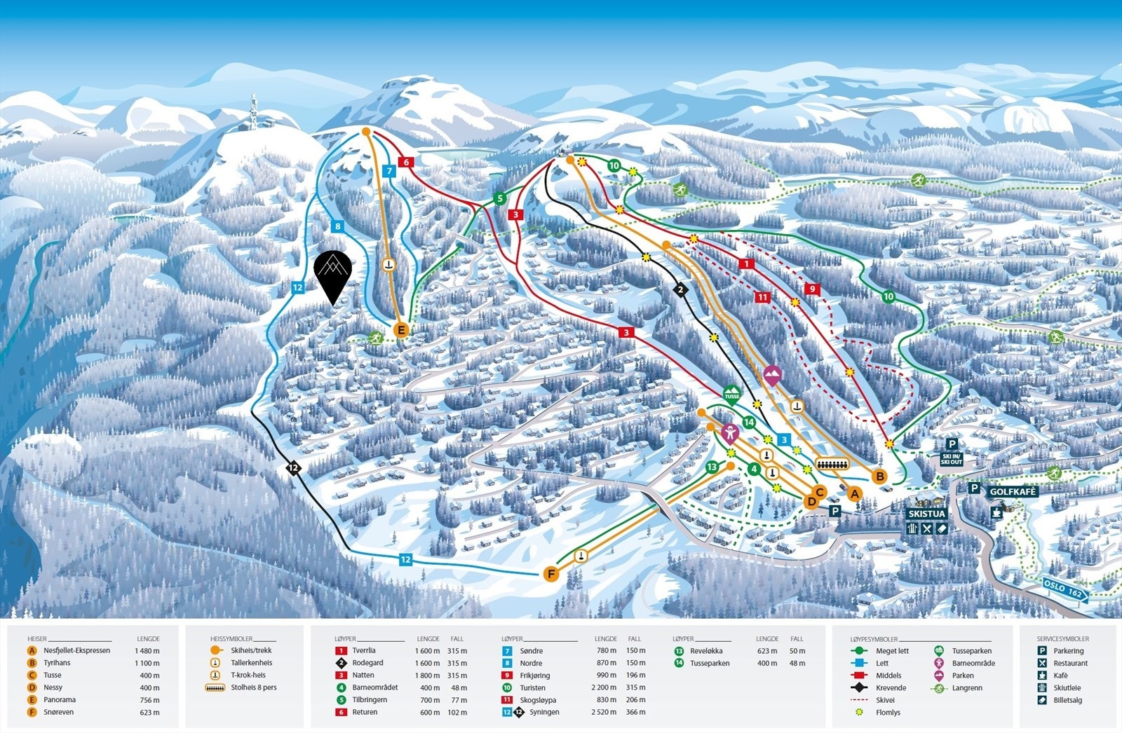 Hytta ligger i øvre del av alpinsenteret nær Panoramaheisen. Galleribilde
