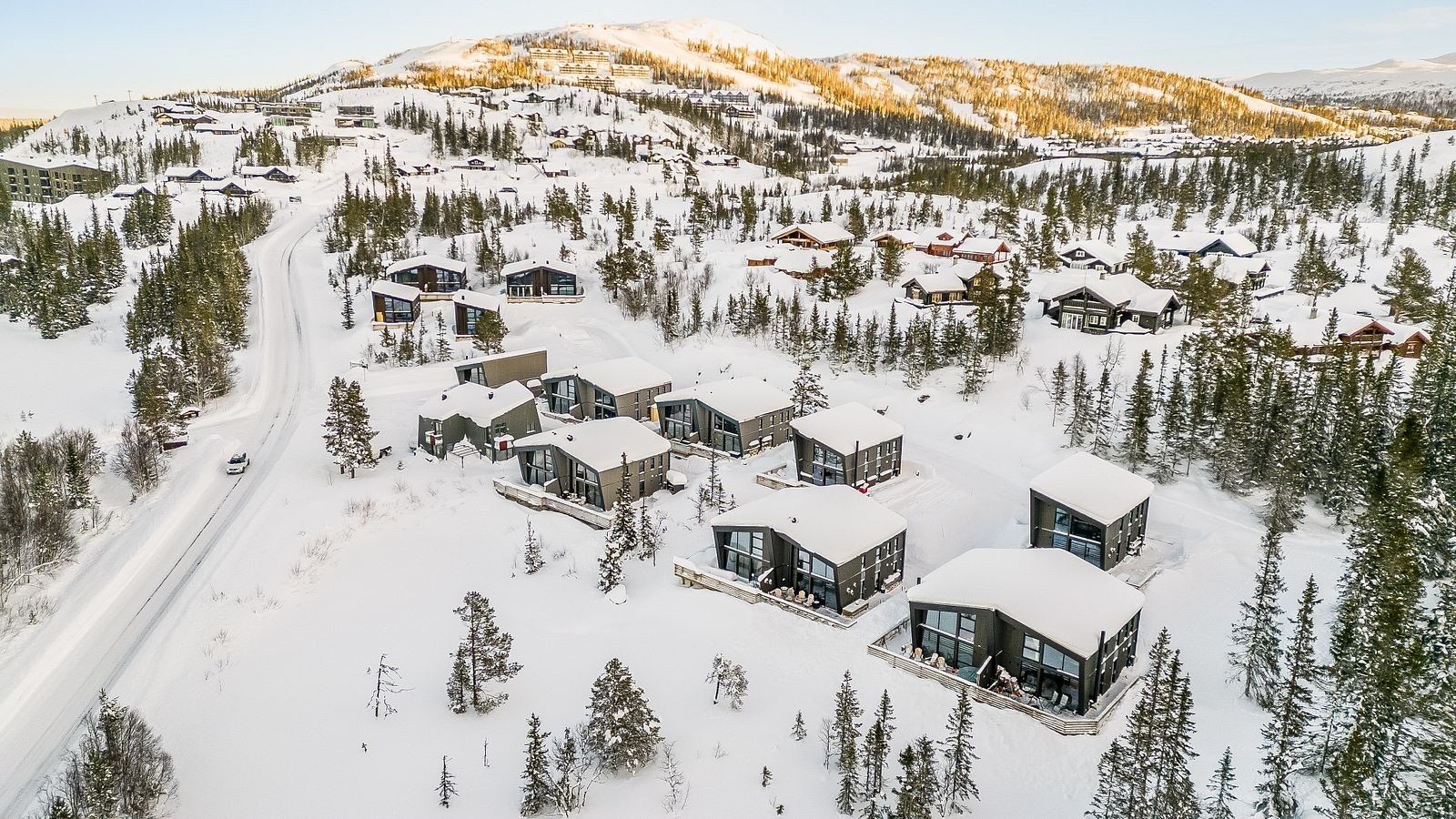 Beliggenhet - Brendstaultunet med 19 moderne Buen hytter. 17 solgt Galleribilde