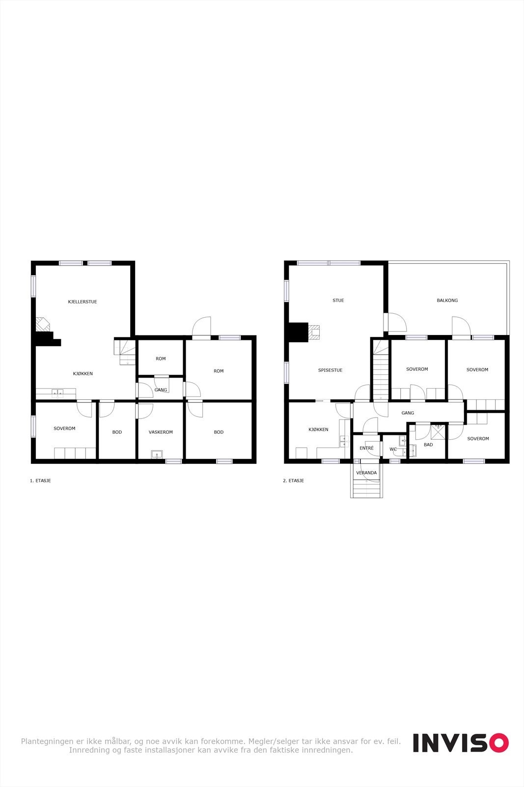 Plantegninger 1. etasje og kjeller/sokkeletasje Galleribilde