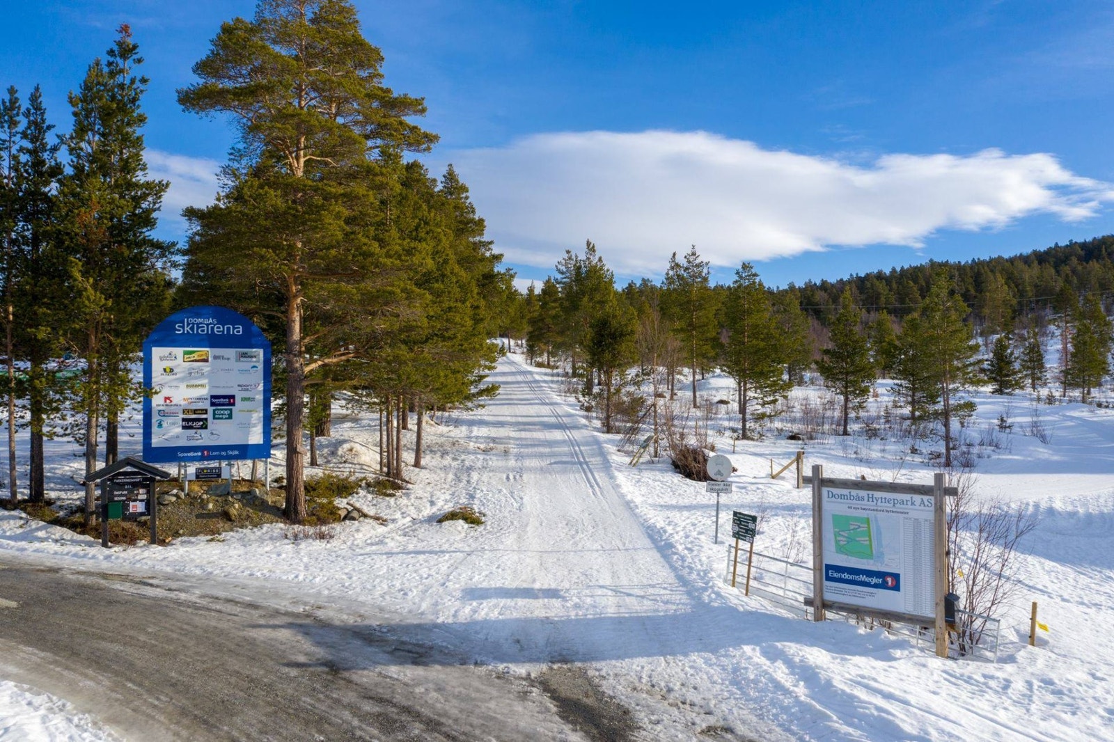 Fra skilt inn til hyttefeltet Galleribilde