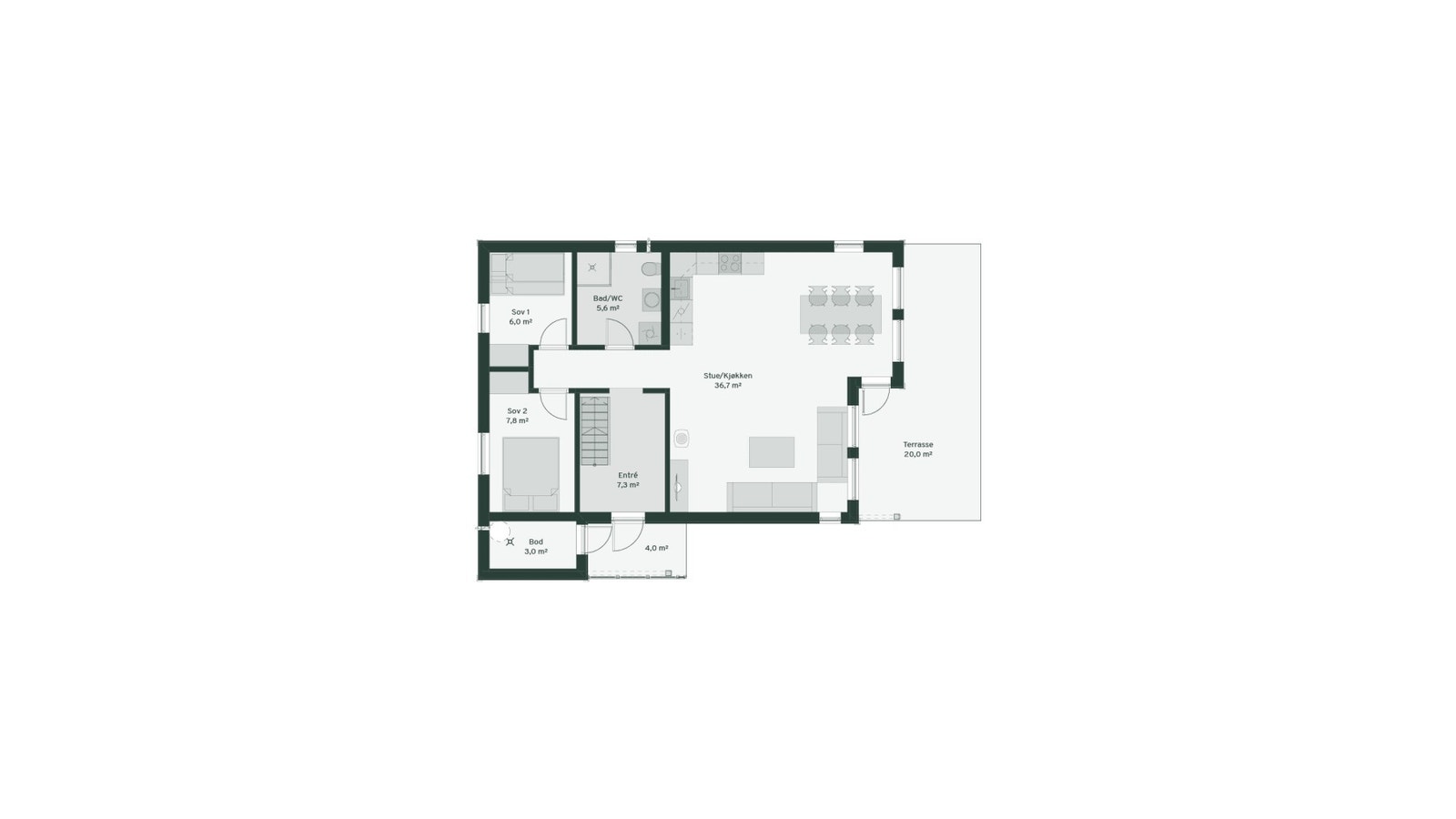 Plantegning hovedplan Furutangen 75 Galleribilde