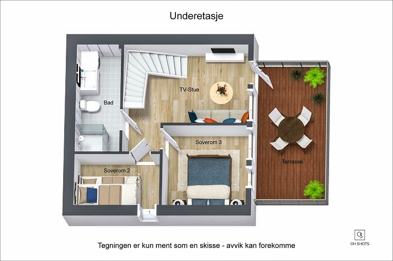 Forslag til planløsning for underetasjen Galleribilde