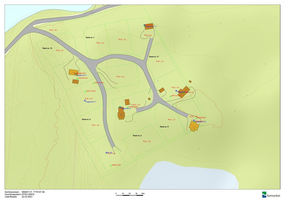 Tomtedeling med tekst Galleribilde