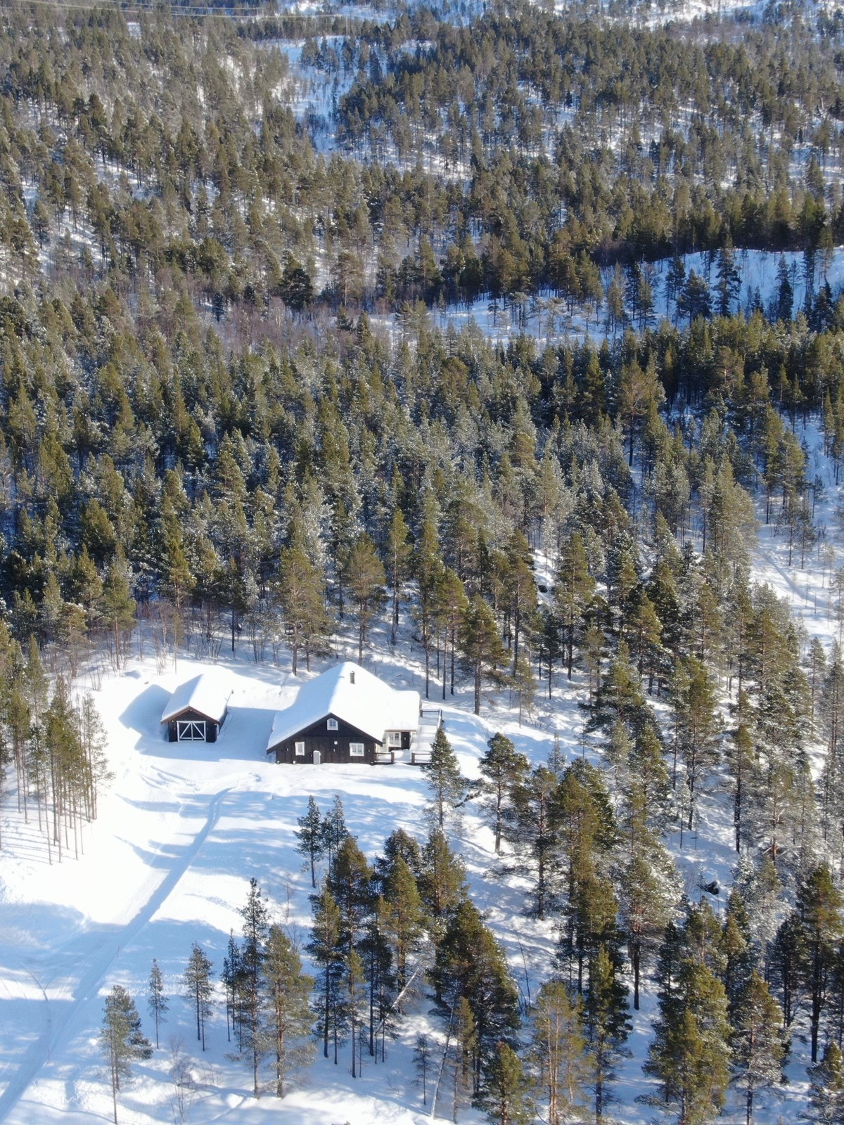 En allerede oppført fritidsbolig i Luostejok hyttegrend Galleribilde