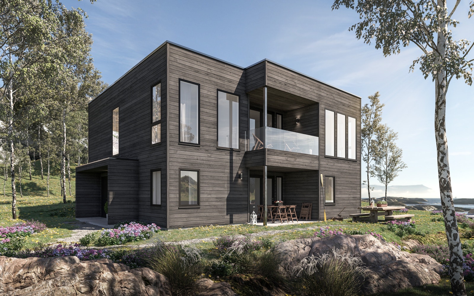 Enebolig Vista. Dette er kun et forslag til hus, du kan være med å velge husmodel selv. Vi kan også tegne frem akkurat ditt hus slik du ønsker det. Ta kontakt! Galleribilde