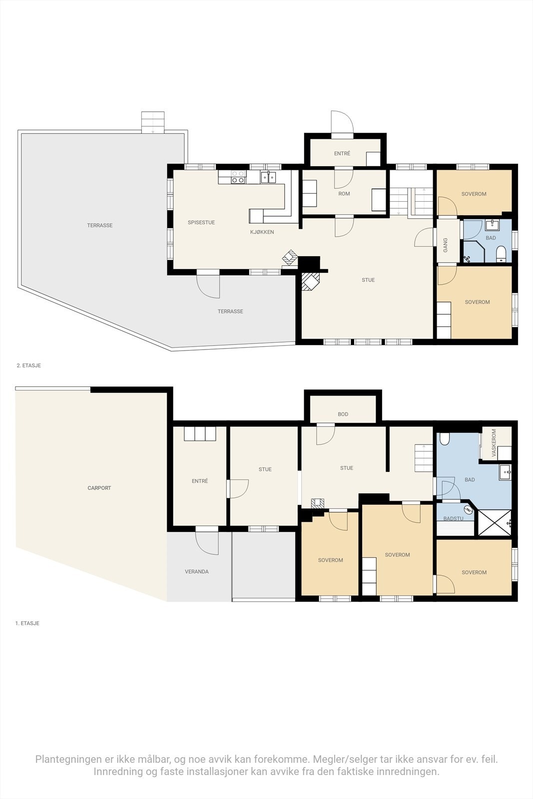 Plantegninger av 1. etg. og u. etg. hovedhytta Galleribilde