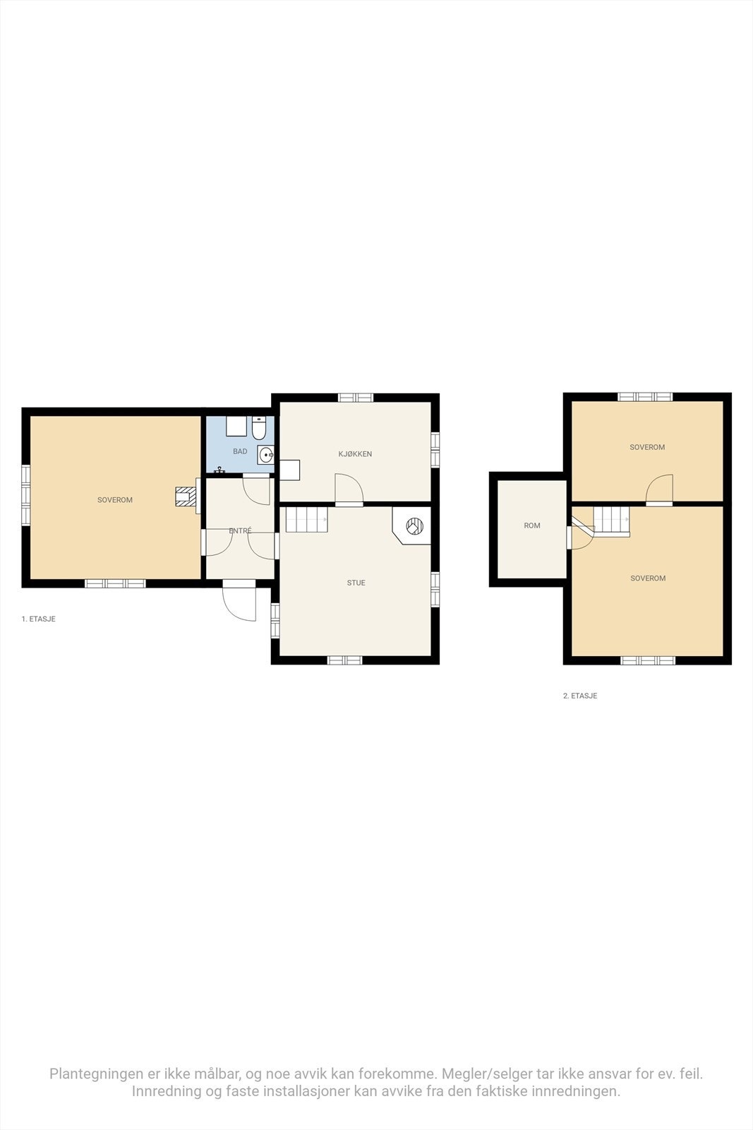 Plantegninger av 1. etg. og loftsetg. gamlehytta Galleribilde