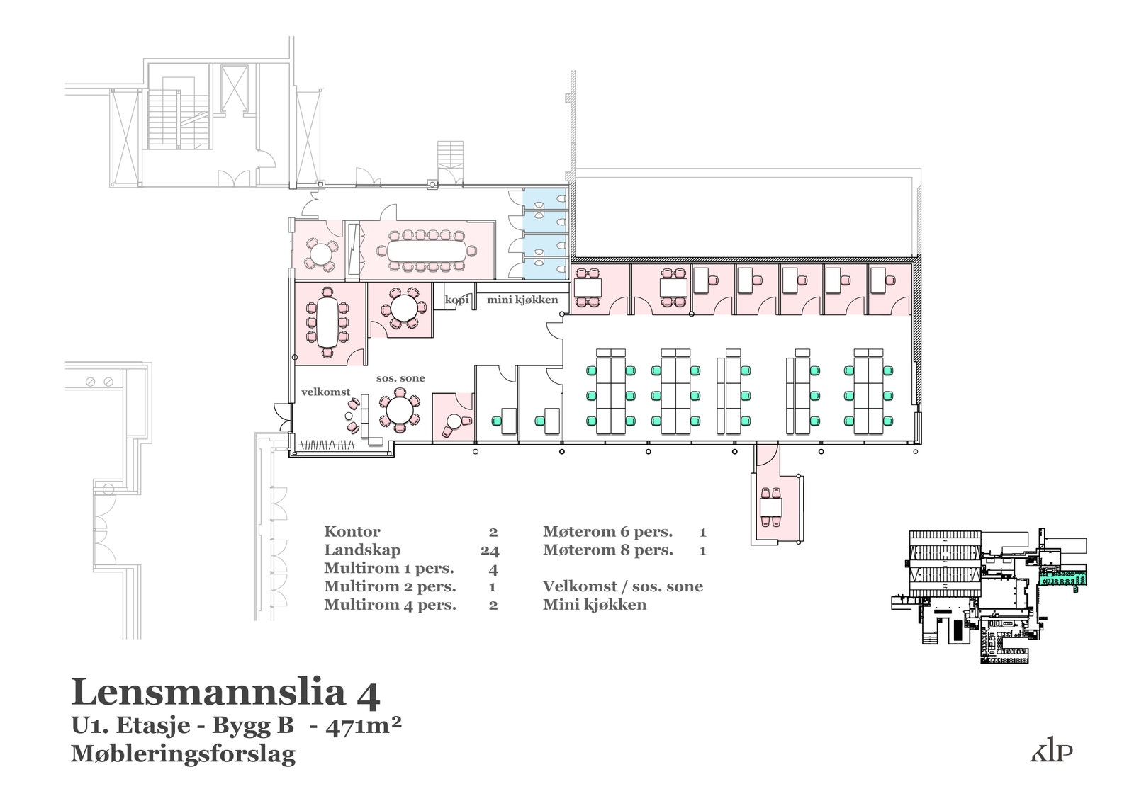 Planskisse U1. 471 kvm BTA Galleribilde