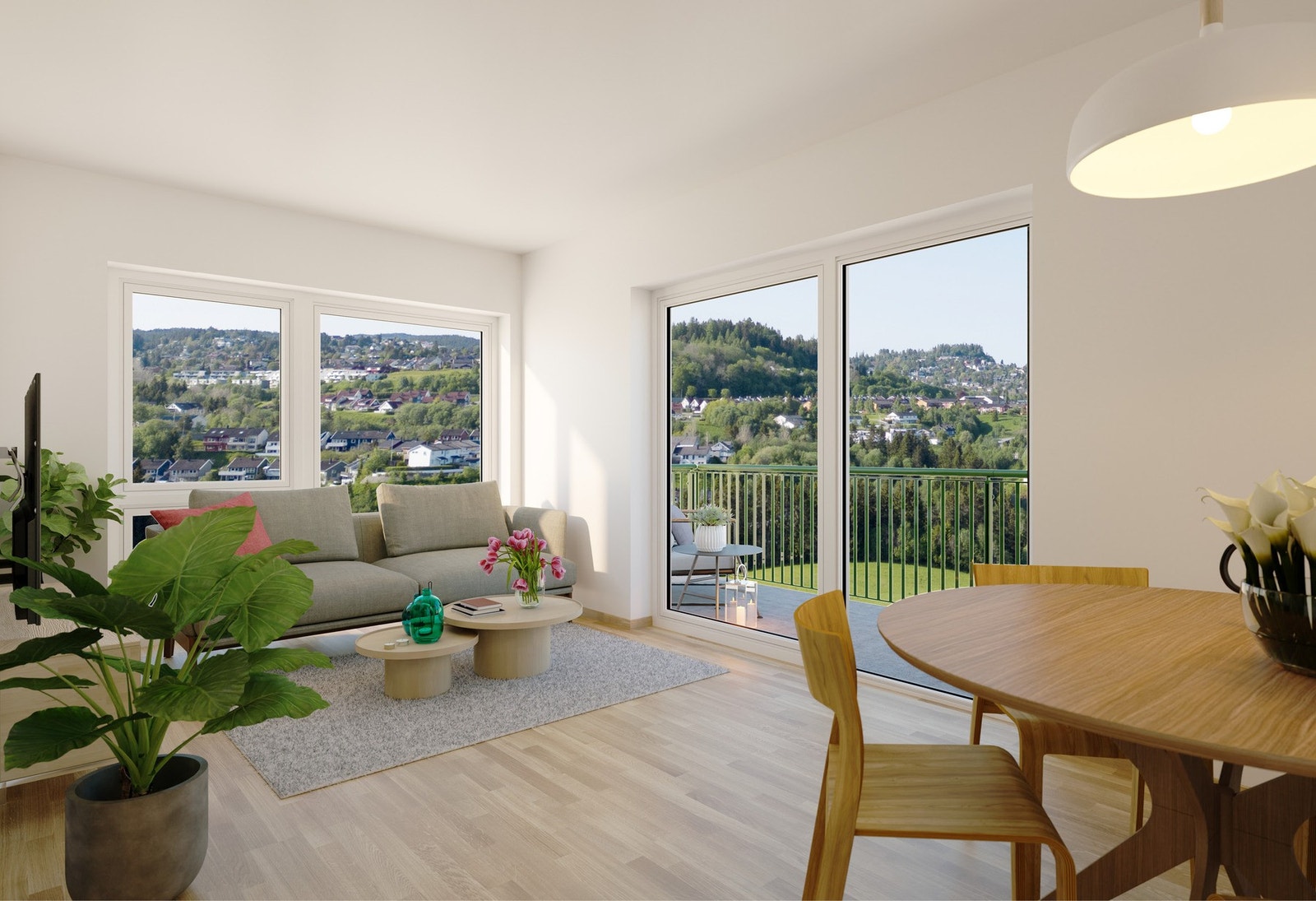 Illustrasjon 52 kvm. En yippi-leilighet er innredet med fokus på at det skal være både gode planløsninger og mye lys. Galleribilde