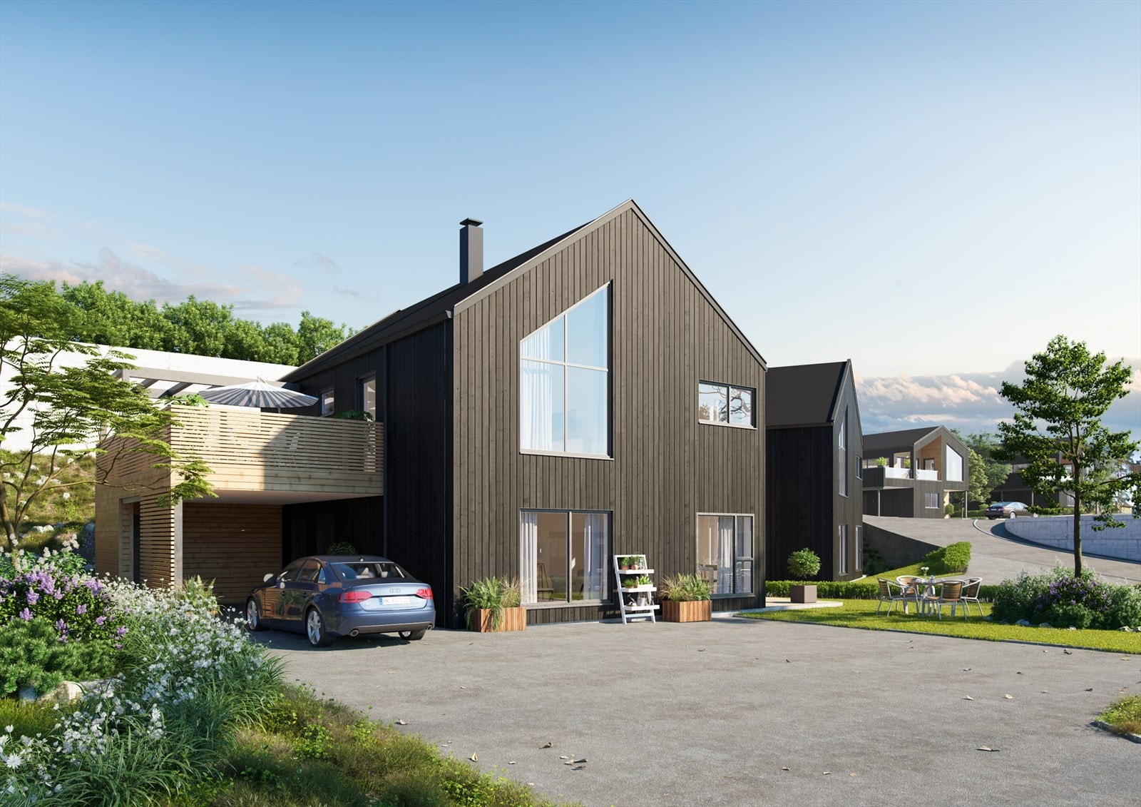 Illustrasjon fasade hus 9, 10, 11 og 12. Galleribilde