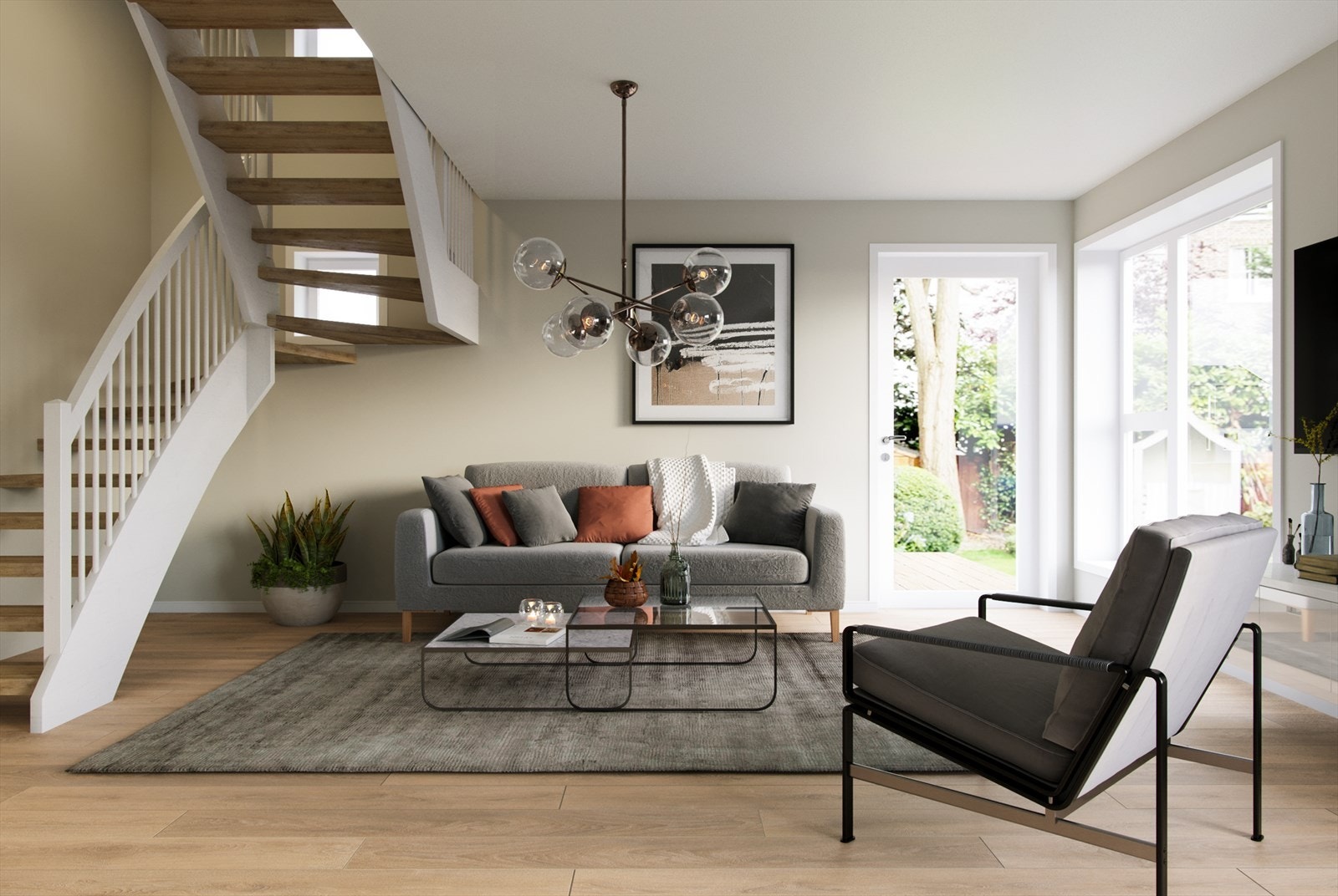 Illustrasjon stue hus 9, 10, 11 og 12 Galleribilde