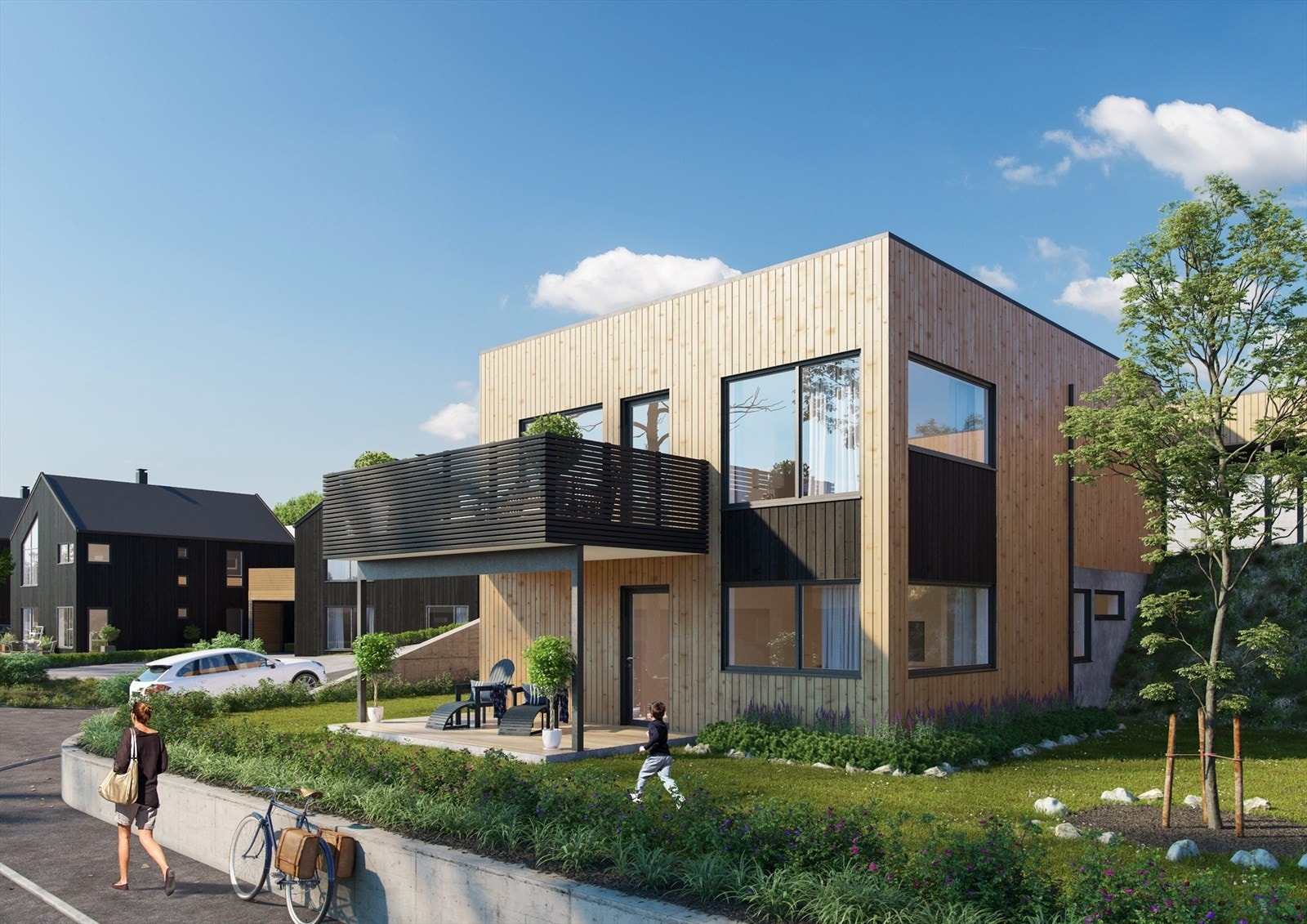 Illustrasjon fasade hus 4, 5 og 6. Galleribilde