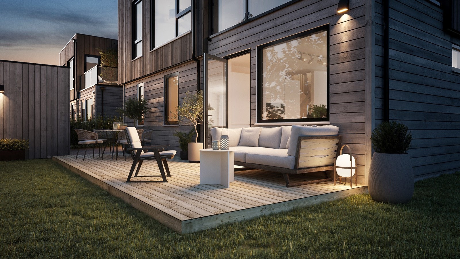 Fra kjøkkenet har du også terrasseplatting. Galleribilde