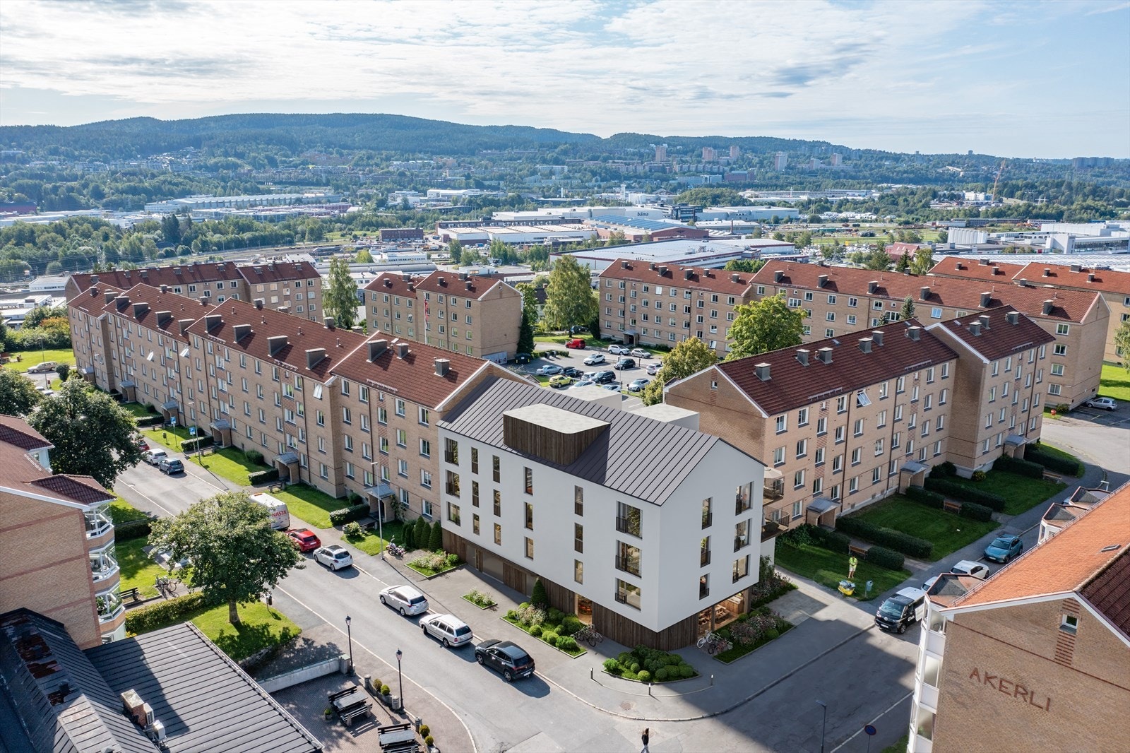 12 stk 2 og 3 roms leiligheter under oppføring med balkong og heis. Illustrasjonsbilde. Galleribilde