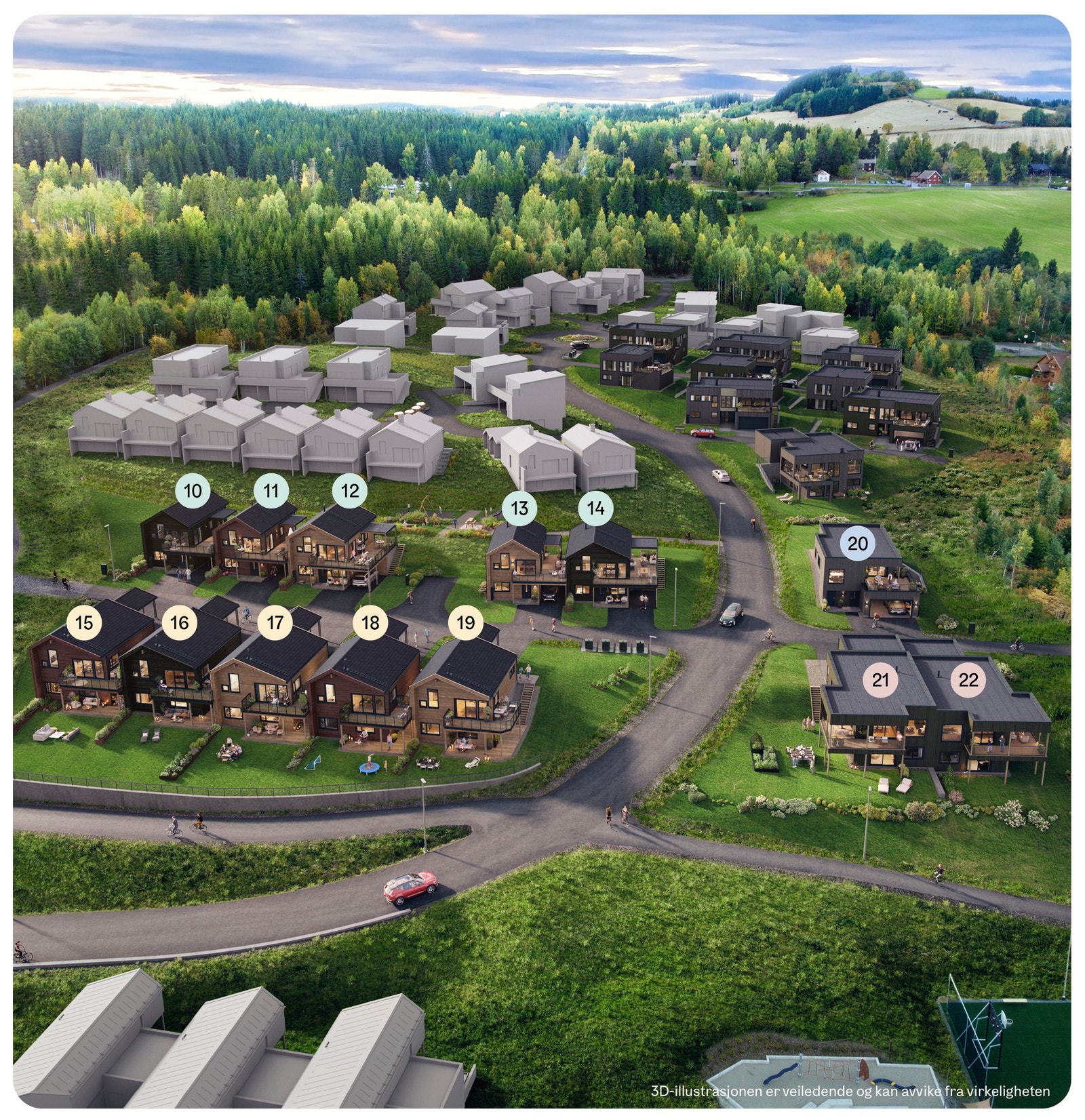 Boligene får et moderne uttrykk, inntil 4m takhøyde og flotte terrasse- hagearealer Galleribilde