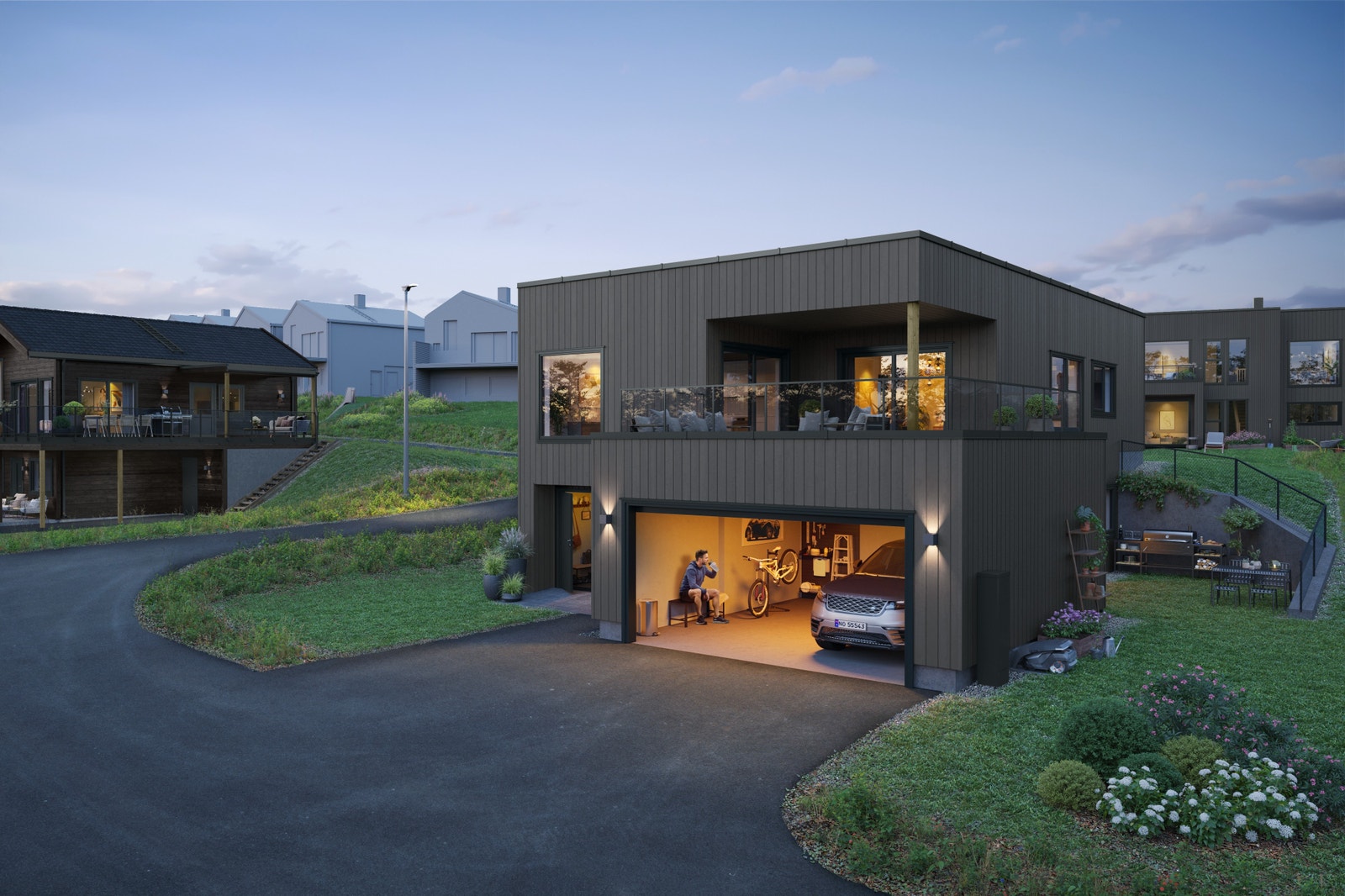 Dobbeltgarasje og moderne utforming - stor tomt! Galleribilde