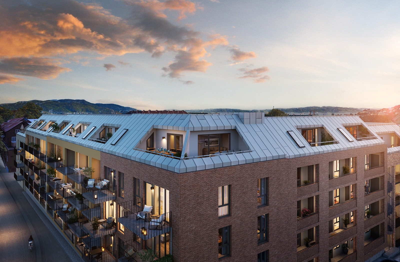 Toppleilighetene i 5 etg. har private takterrasser Galleribilde