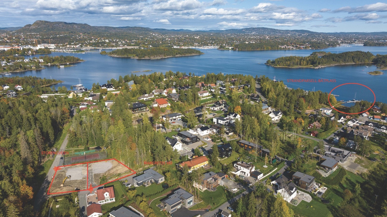 Oversiktsbilde tomt markert med rødt Galleribilde