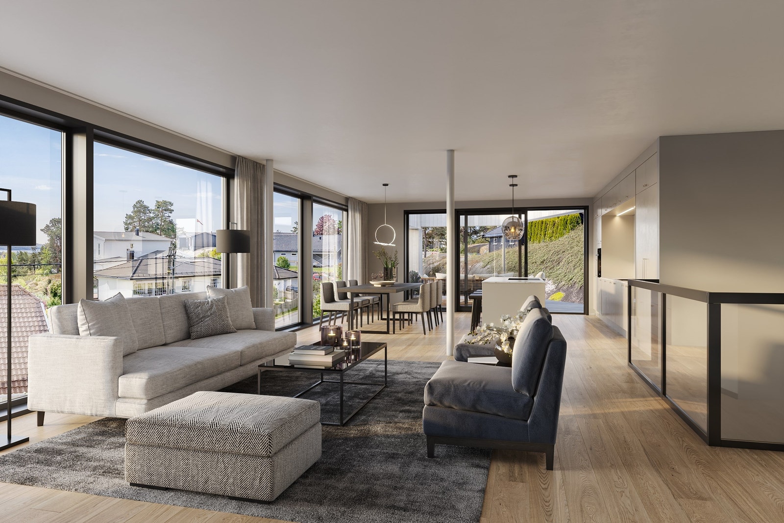 Store vindusflater gir mye naturlig lys og flott utsikt Galleribilde