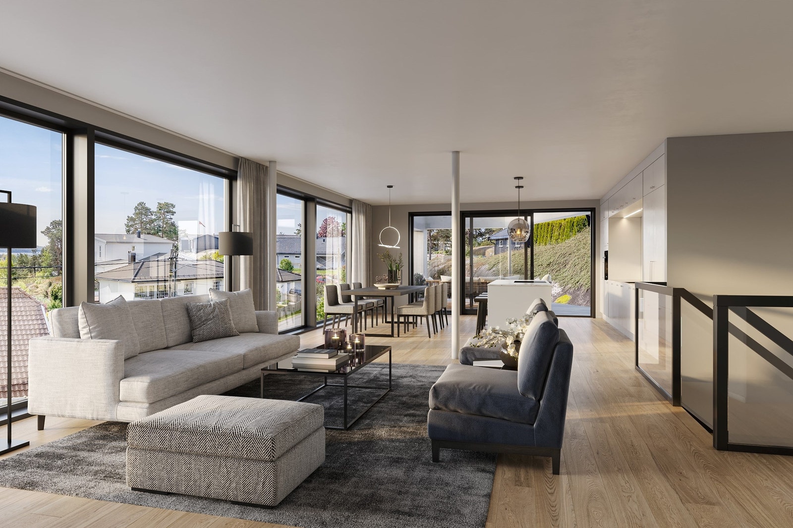 Store vindusflater gir mye naturlig lys og flott utsikt Galleribilde