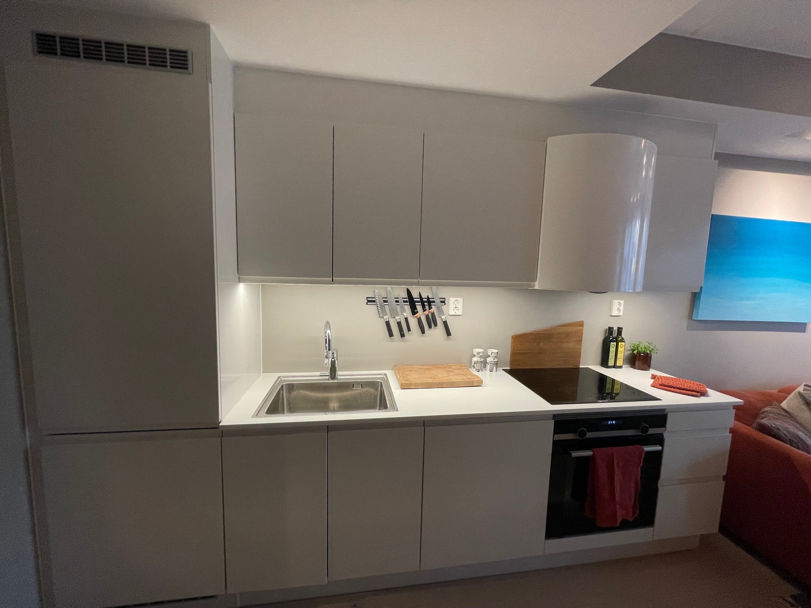 Kjøkken med integrert kjøleskap, fryser og oppvaskmaskin Galleribilde