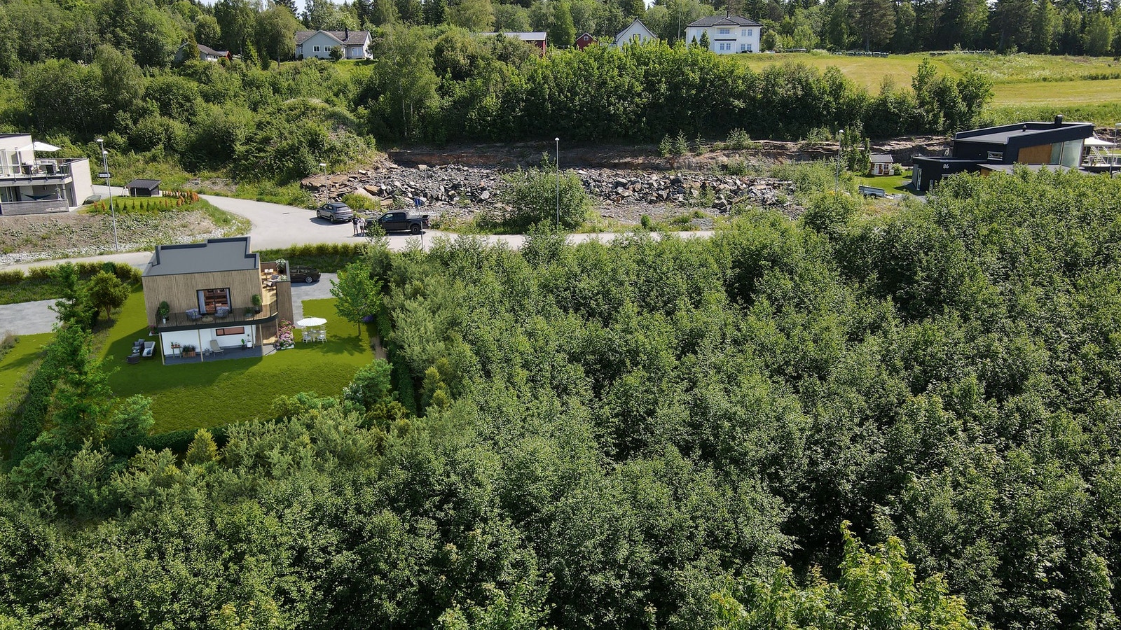 Boligene vil ligge på et Høydedrag med gode sol og utsiktsforhold. Galleribilde