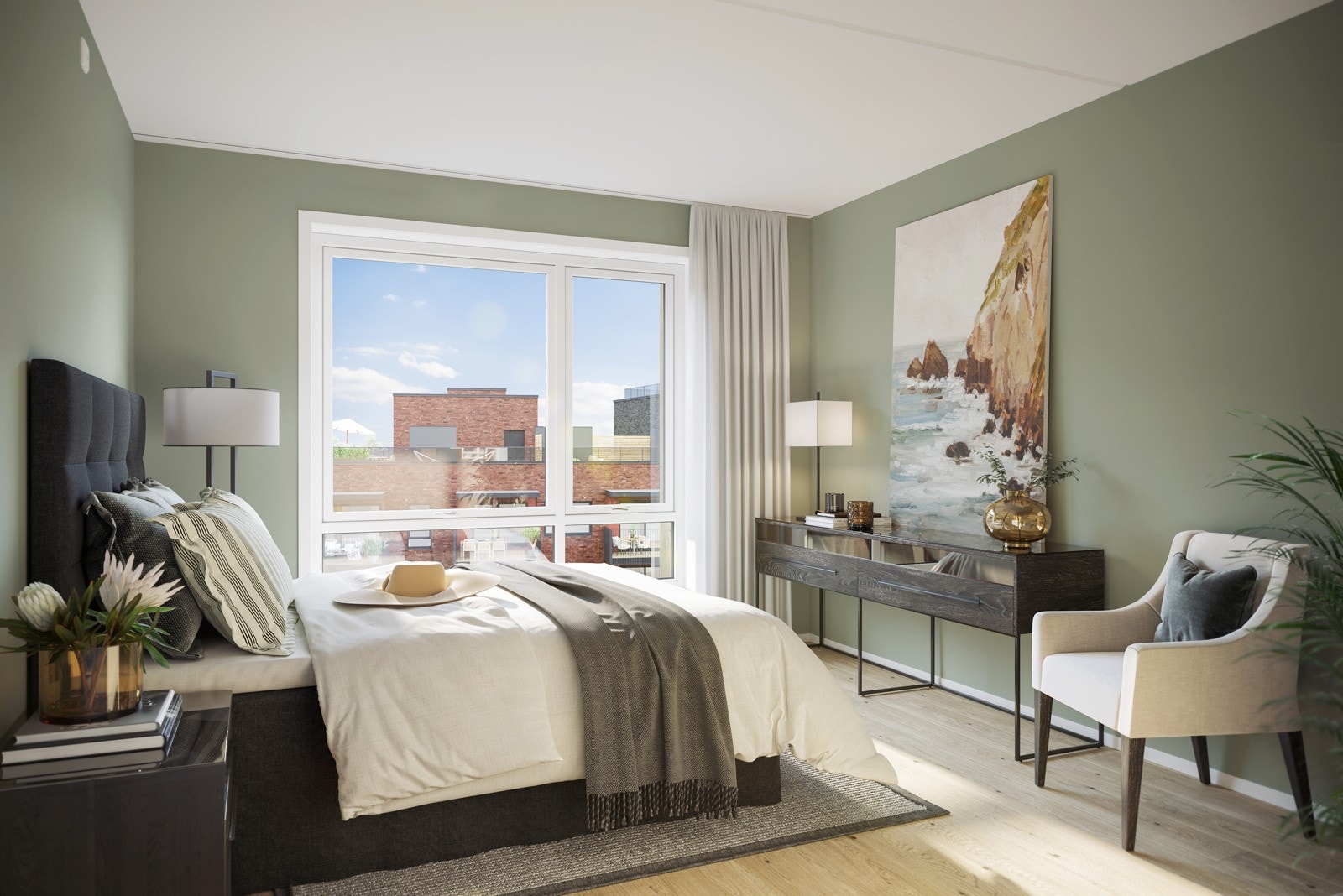 Soverommene er lune og tilbaketrukne, og leilighetenes gode planløsning gir store muligheter for oppbevaringsplass. Galleribilde