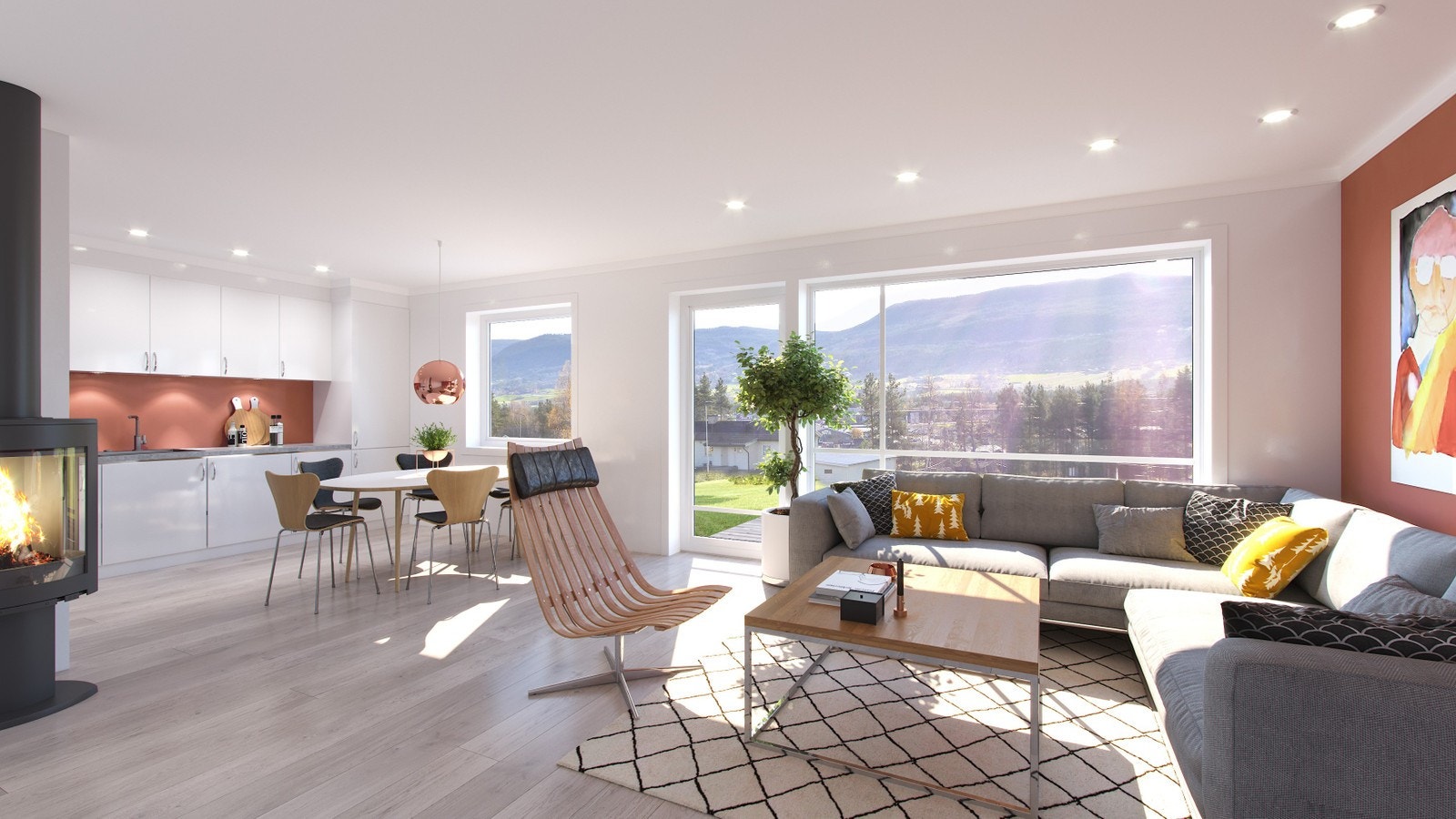 Illustrasjon stue-kjøkken Galleribilde