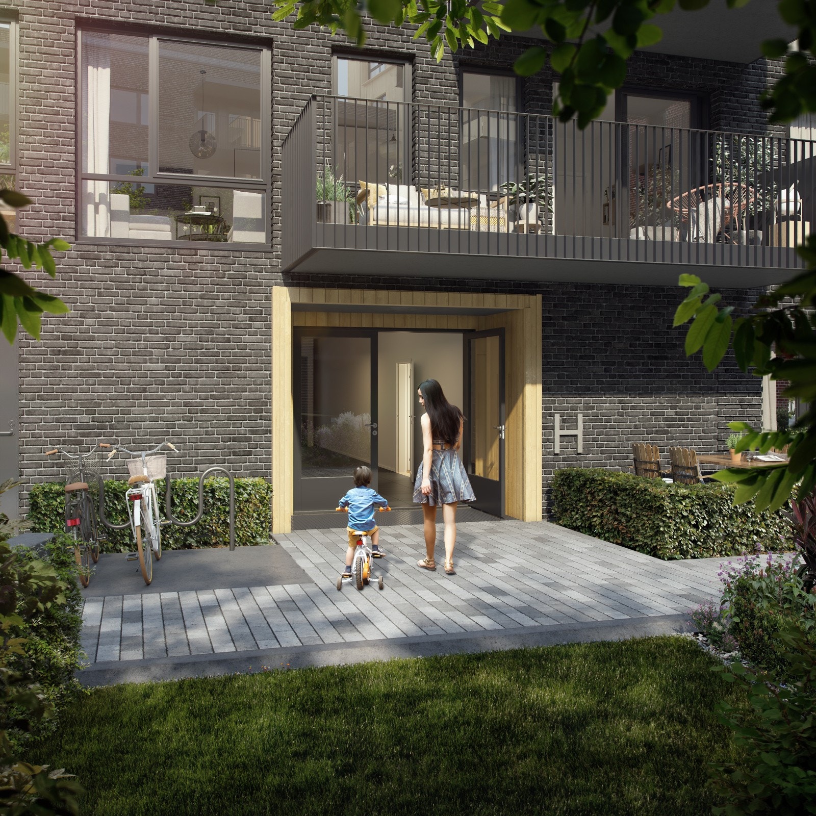 Det er trappefri adkomst til alle leiligheter som gjør hverdagen enklere Galleribilde