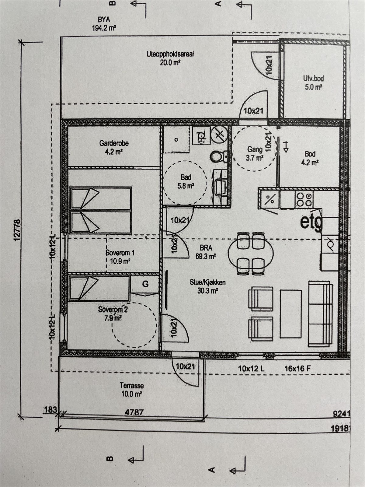 Svehaugen 27 c. Plantegning. Galleribilde