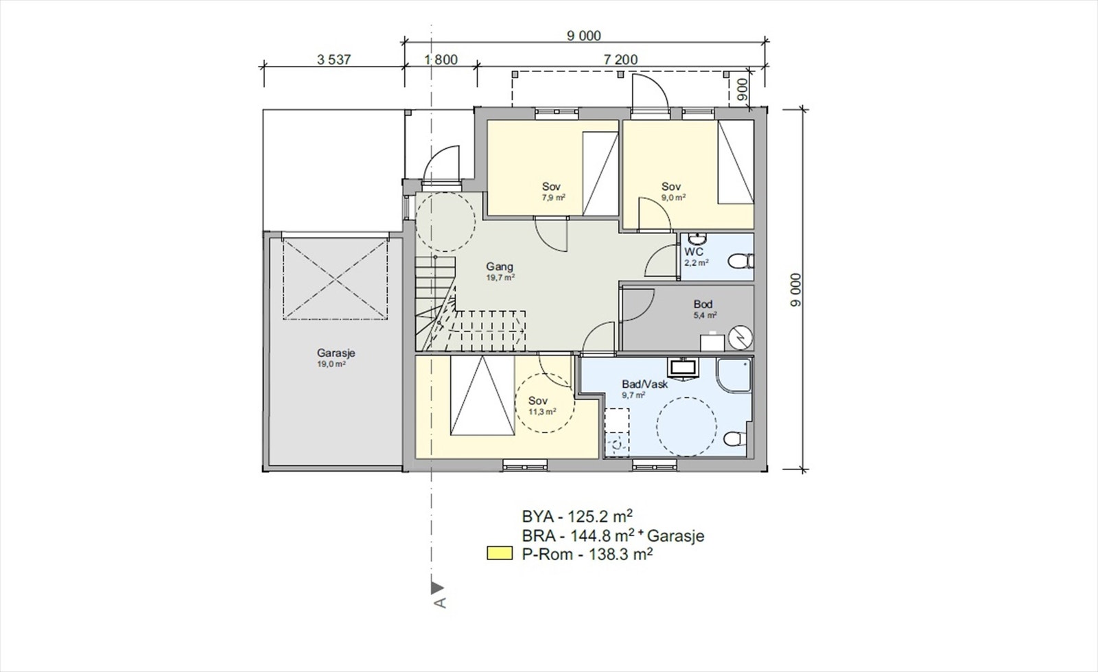 Plantegning 1. etasje Galleribilde