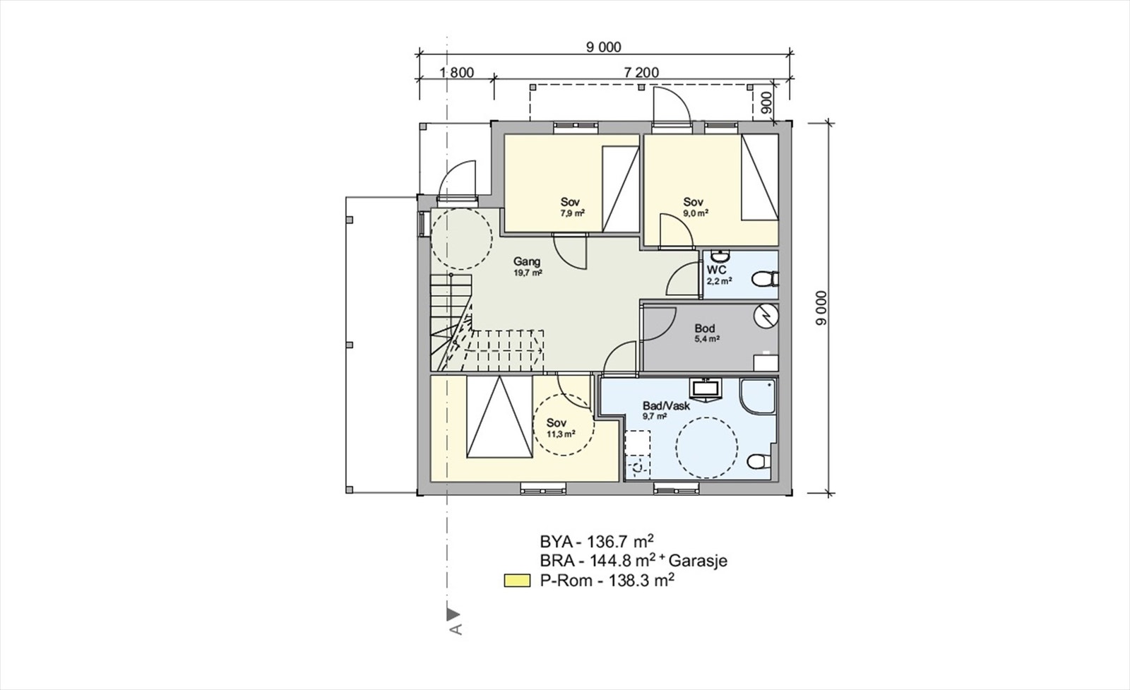 Plantegning 1. etasje Galleribilde