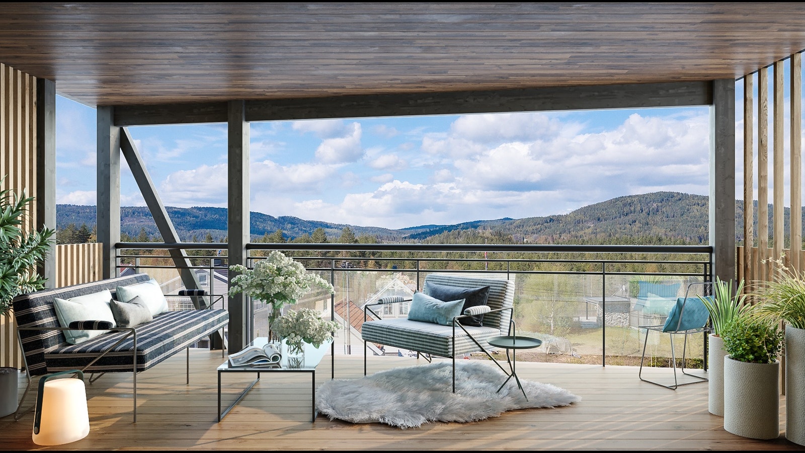 Romslig balkong eller terrasse for de ekstra fine dagene. For leilighetene på bakkeplan blir dette en markant utvidelse av leiligheten i sommerhalvåret Galleribilde