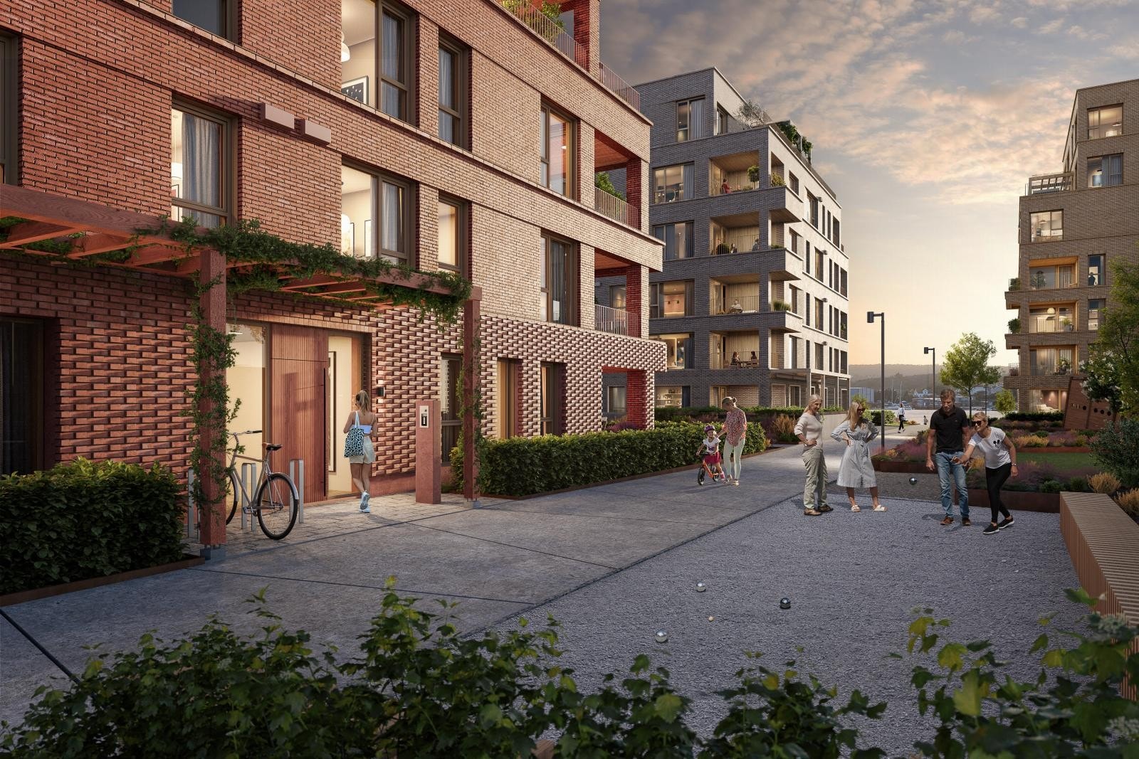 Byggene har ulik farge og karakter som gir en god stedsfølelse i forhold til hvor man bor. Galleribilde