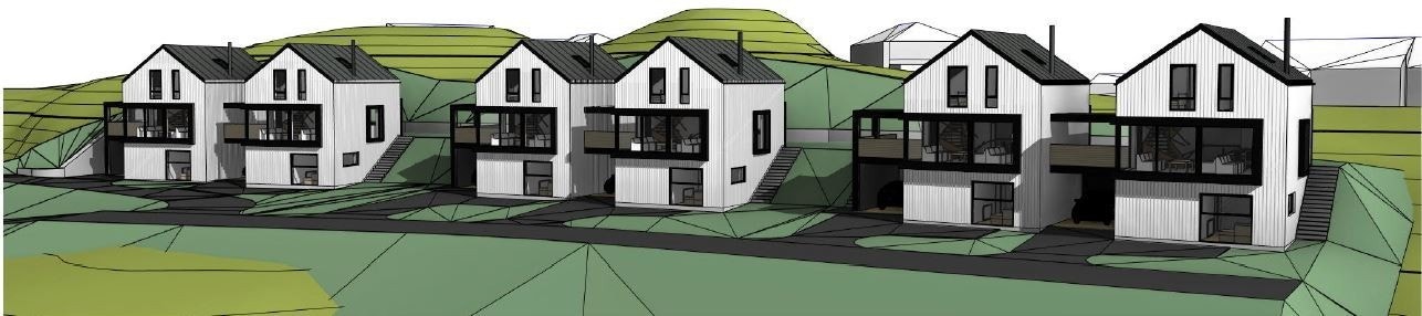 Illustrasjon av de 6 boligene i Josefinestien Galleribilde