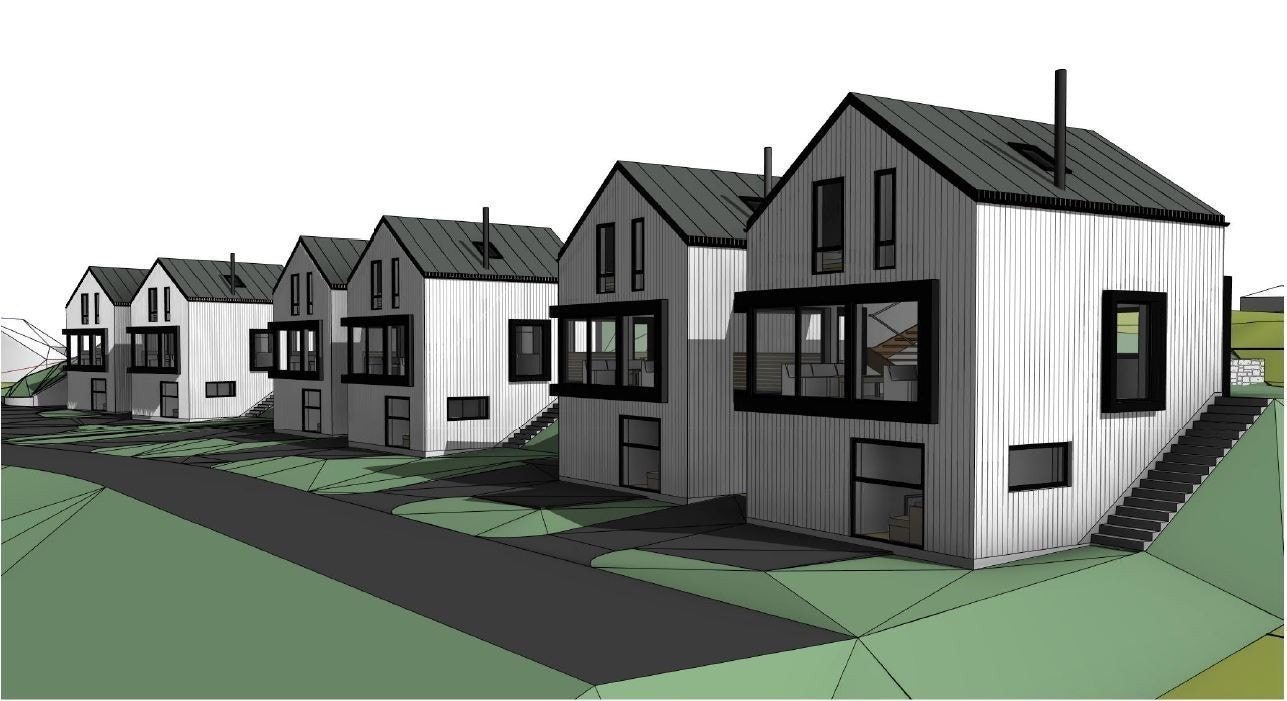 Illustrasjon av de 6 boligene i Josefinestien Galleribilde