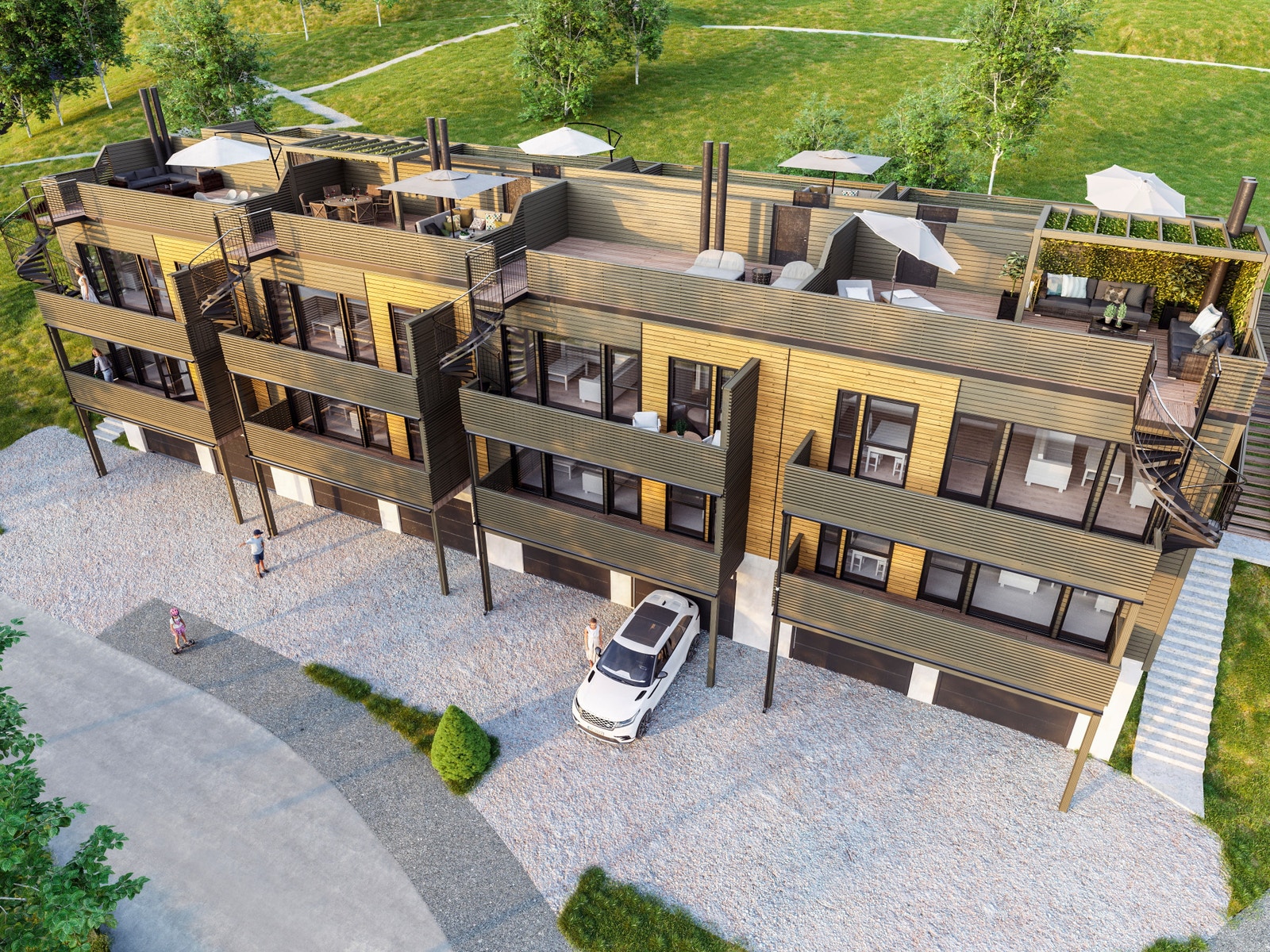 Alle leilighetene får hver sin private takterrasse Galleribilde