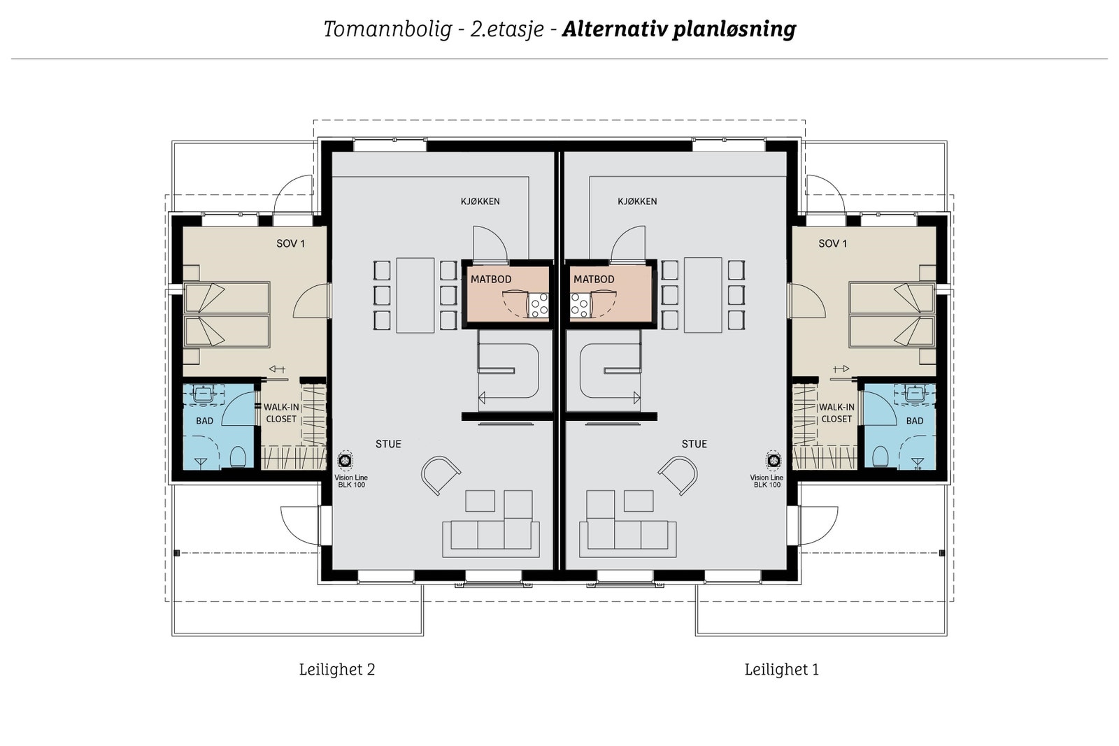 Alternativ planløsning 2.etg. NB! Mulighet for endring vil være tidsbegrenset. Galleribilde