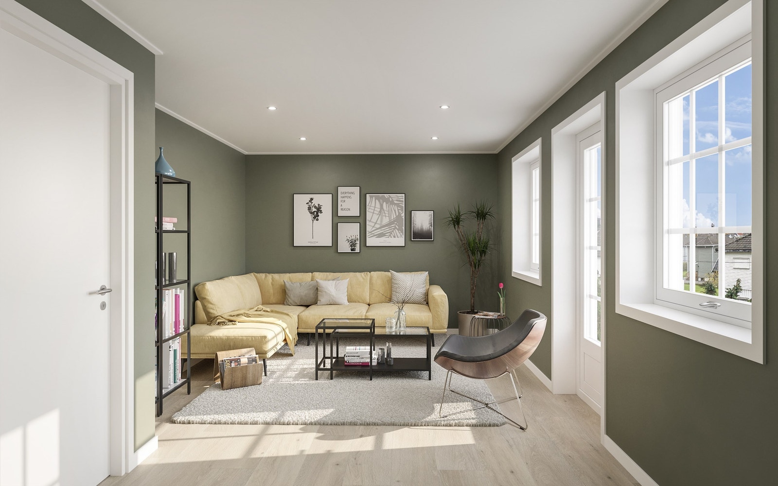 Boligene vil inneholde totalt 4 soverom, bad/vaskerom, gjestetoalett og egen voksen avdeling med hovedsoverom, garderoberom og bad. Ett av soverommene kan også fungere som tv-stue. Galleribilde