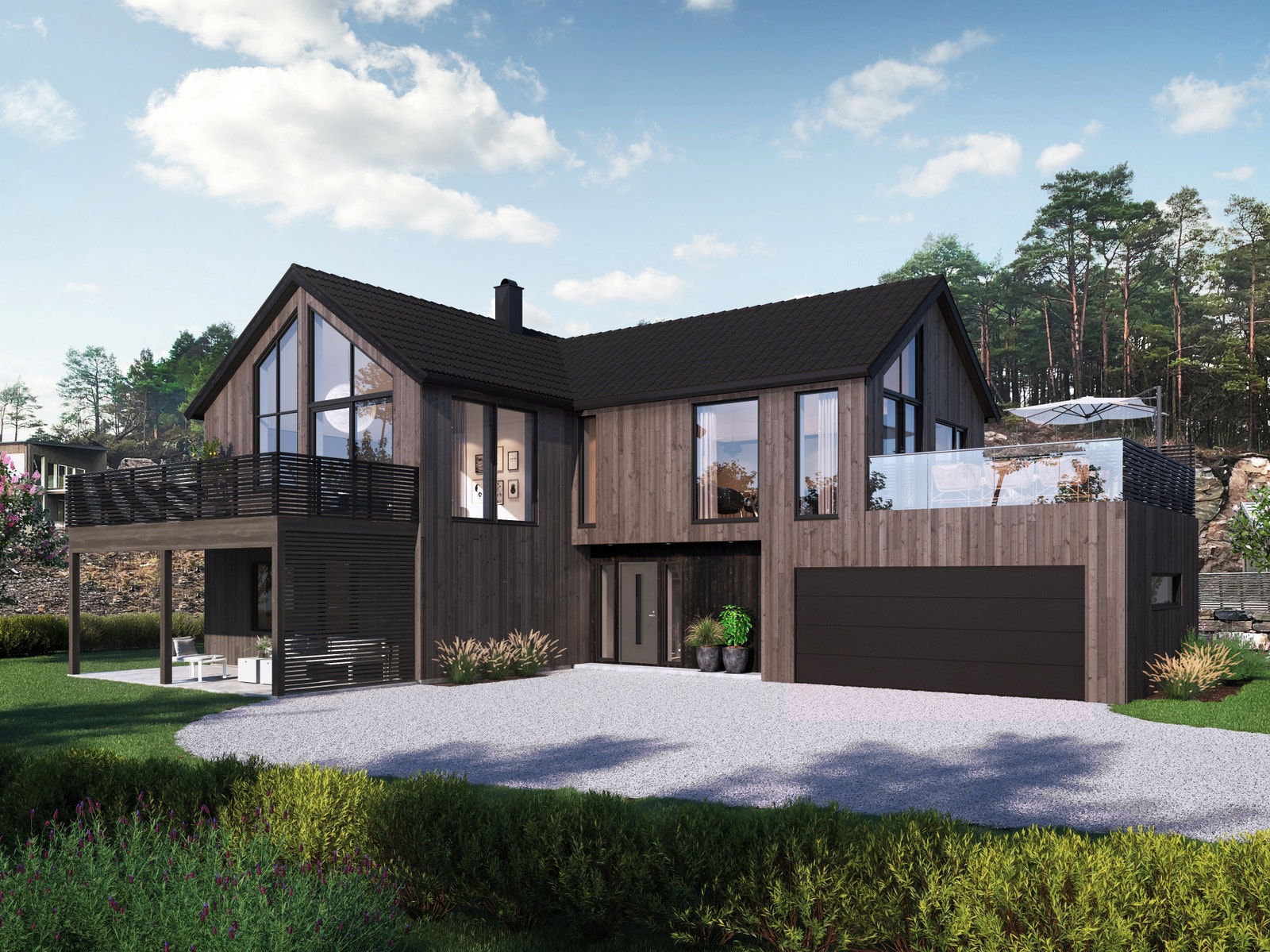 Stor moderne bolig med garasje og utleiedel Galleribilde