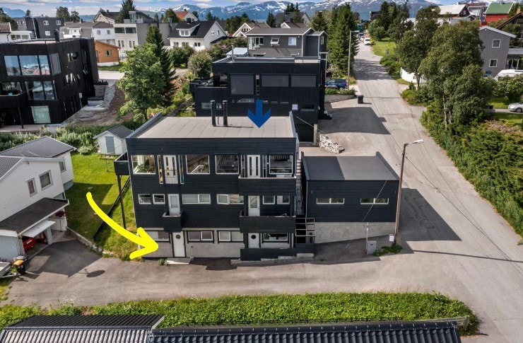Leiligheten merket med gul pil Galleribilde