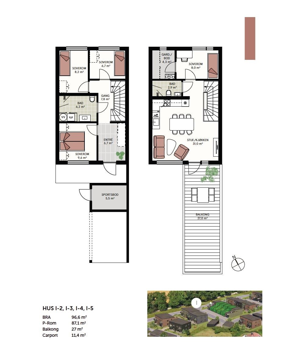 I3 og I 4 plantegning. Galleribilde