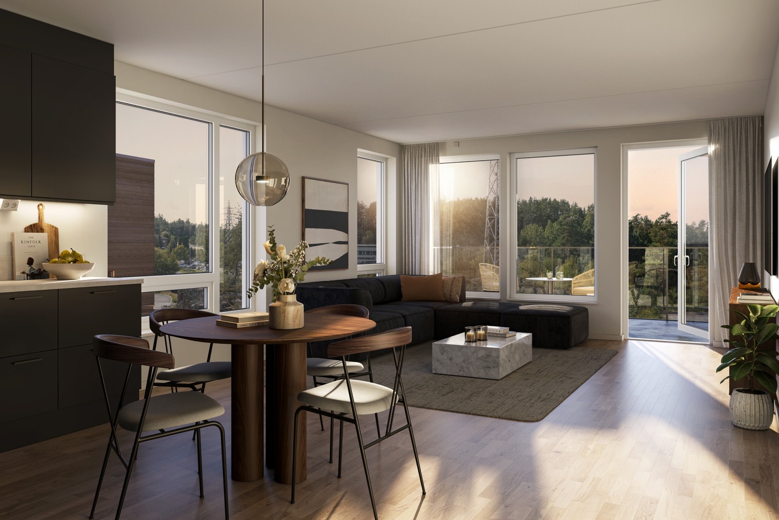 Her ser du illustrasjon av stuen i leilighet 22-0403 (69 kvm) Galleribilde