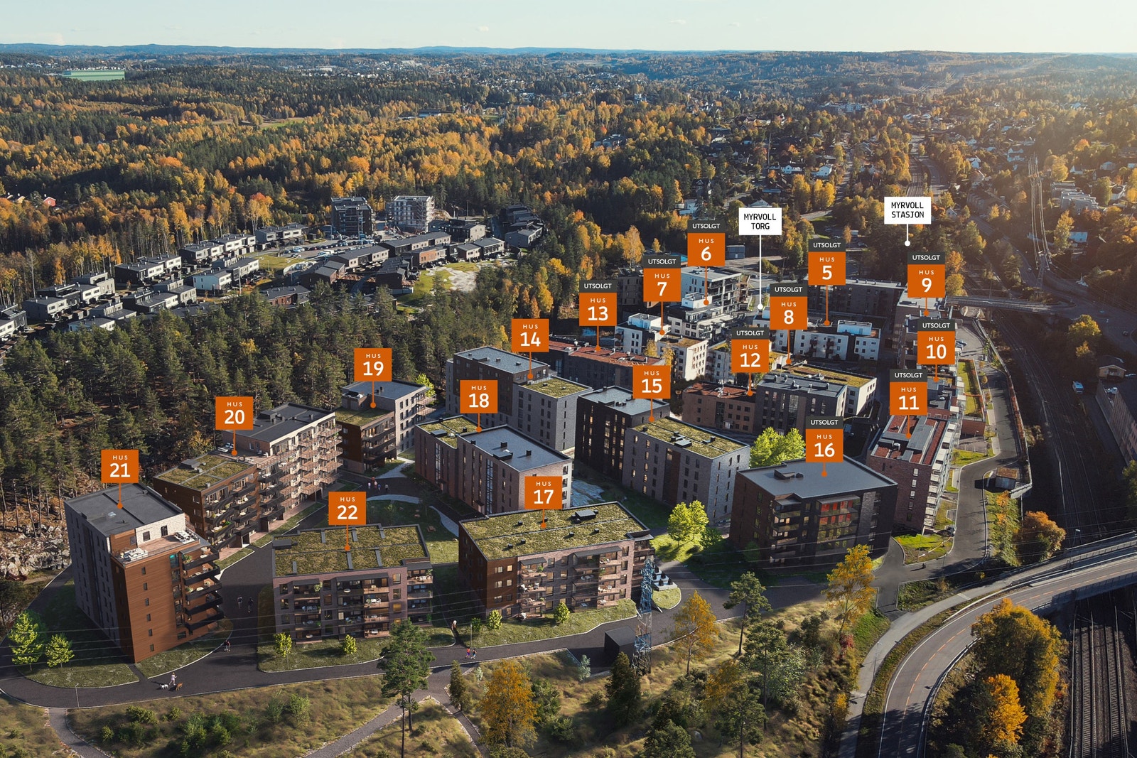 Illustrasjon av hele Myrvoll Stasjon - Besøk oss på visning! Galleribilde