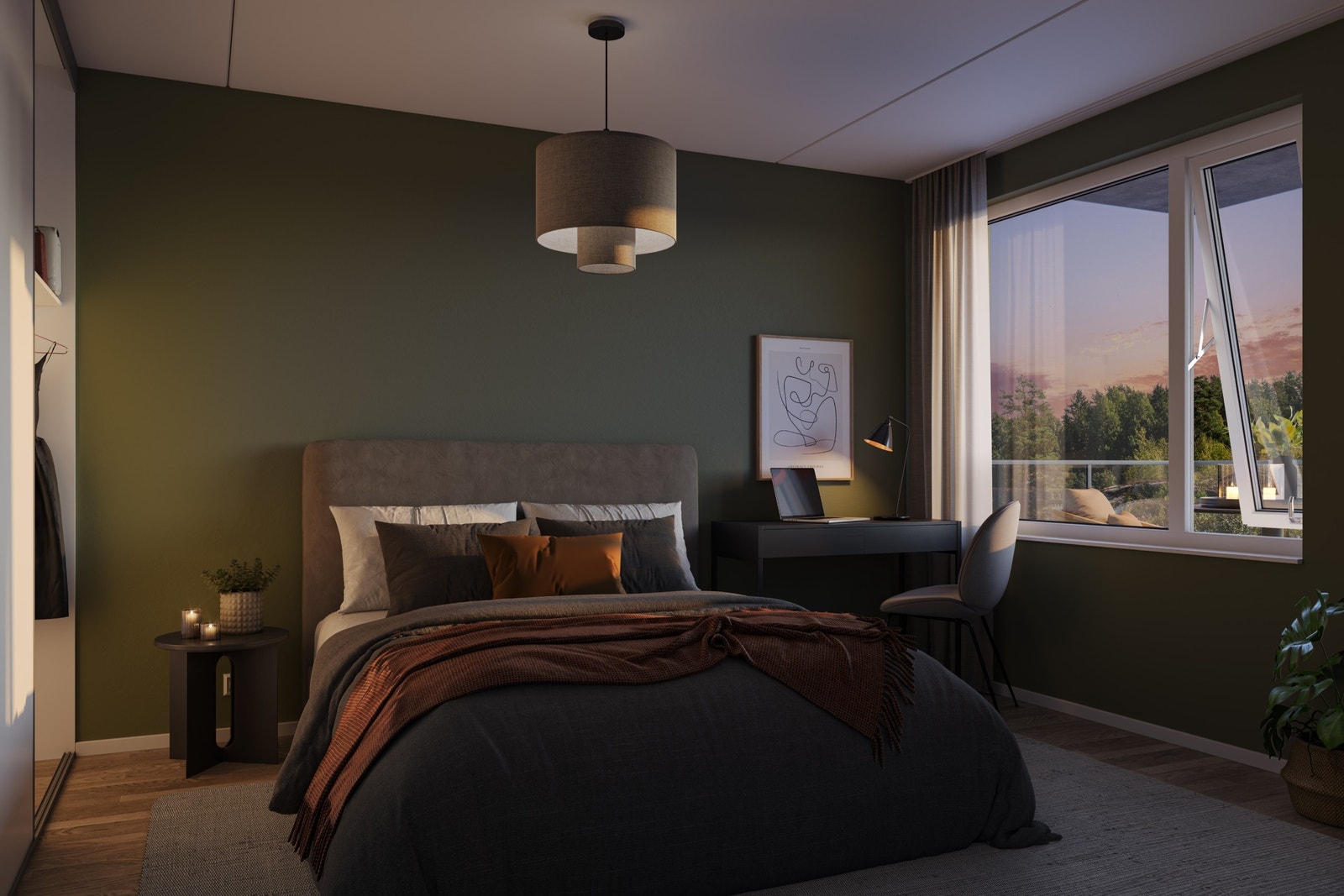 Illustrasjon av soverom i hus 22 Galleribilde