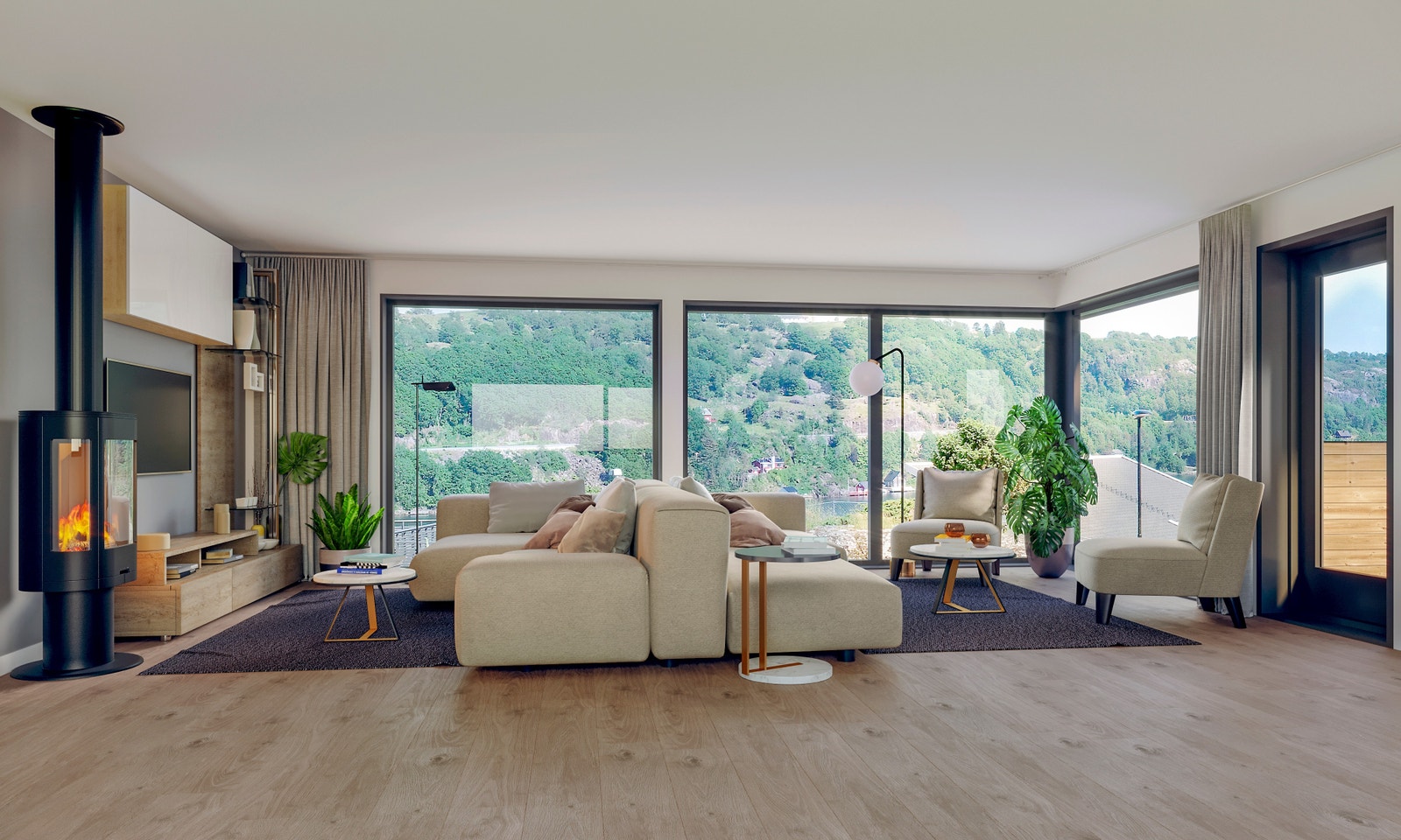 Illustrasjon interiør stue Galleribilde