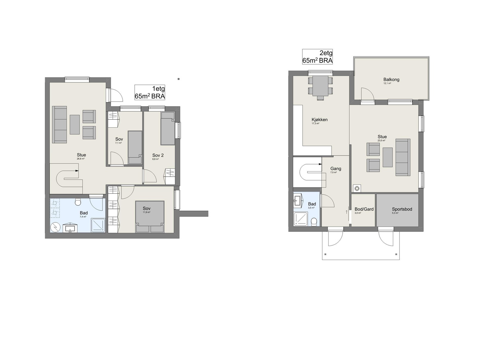 Plantegning for bolig snr. 18. Galleribilde