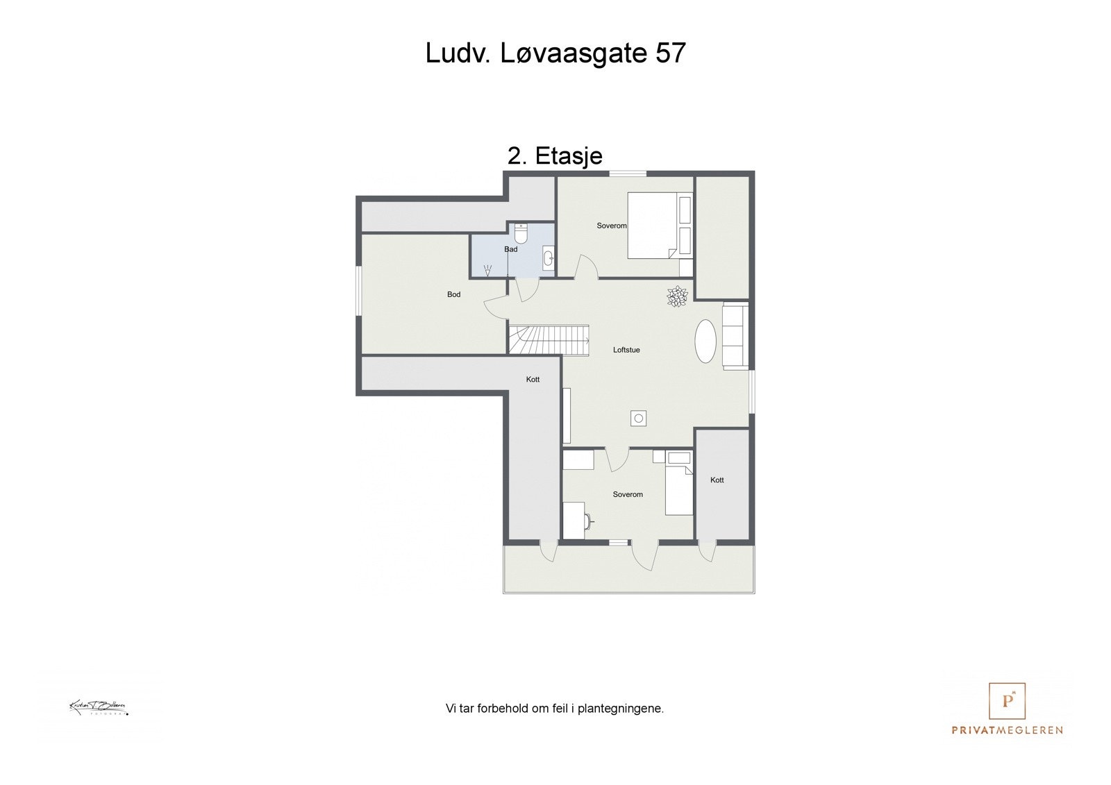 Ludv. Løvaasgate 57 - 2D plantegning - 2. Etasje Galleribilde