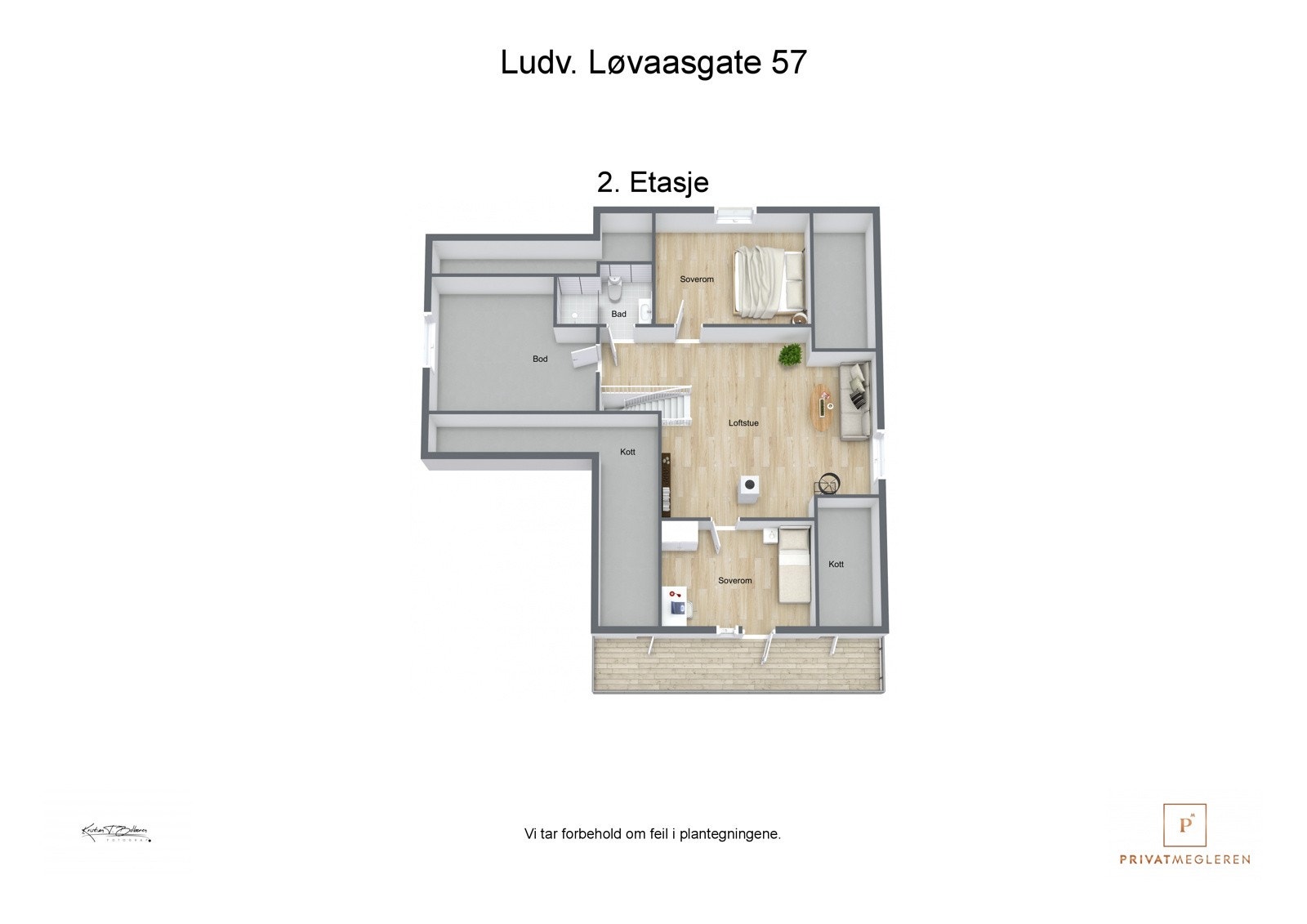 Ludv. Løvaasgate 57 - 3D planteging - 2. Etasje Galleribilde